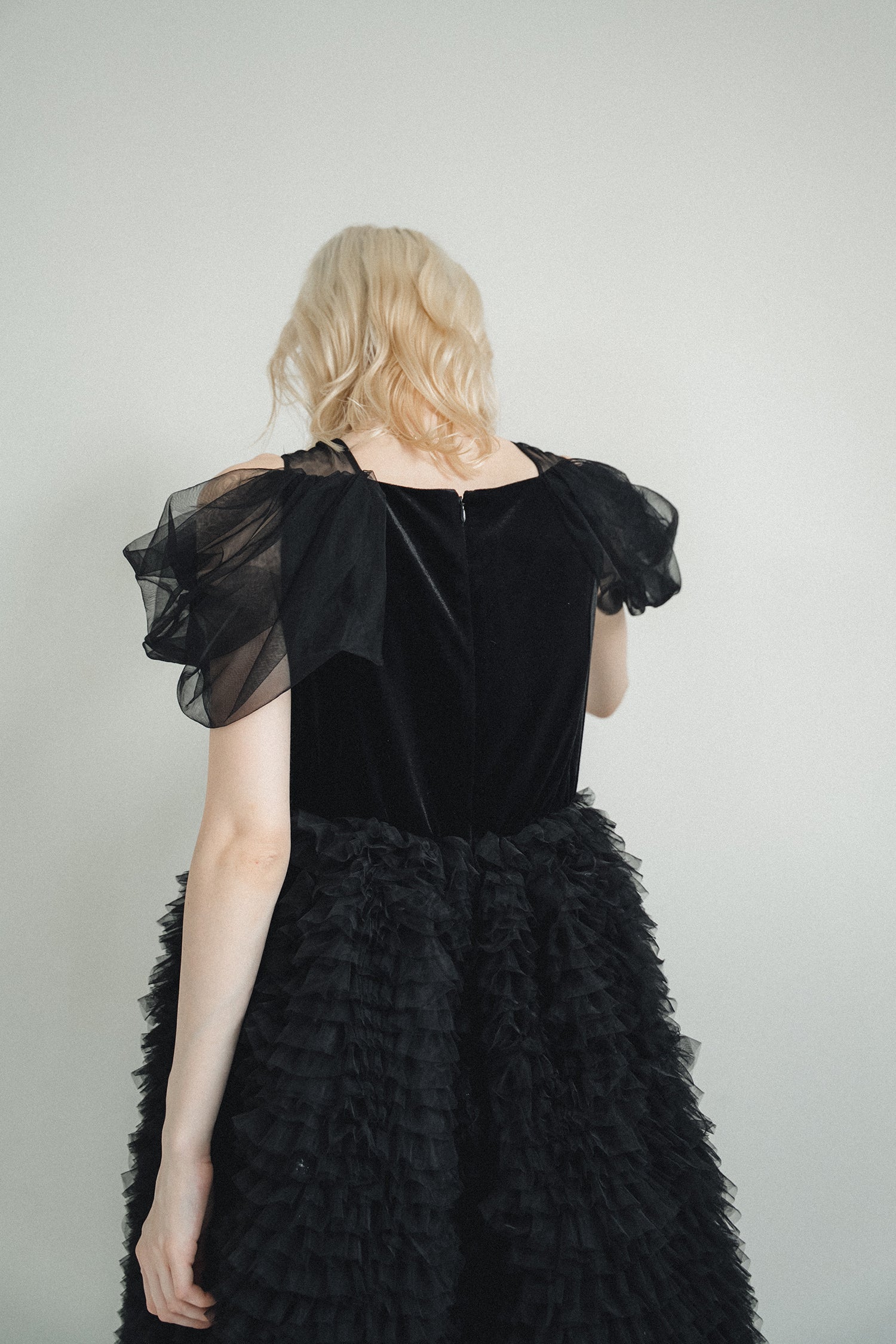 1137 Velour Ruffle Dress
