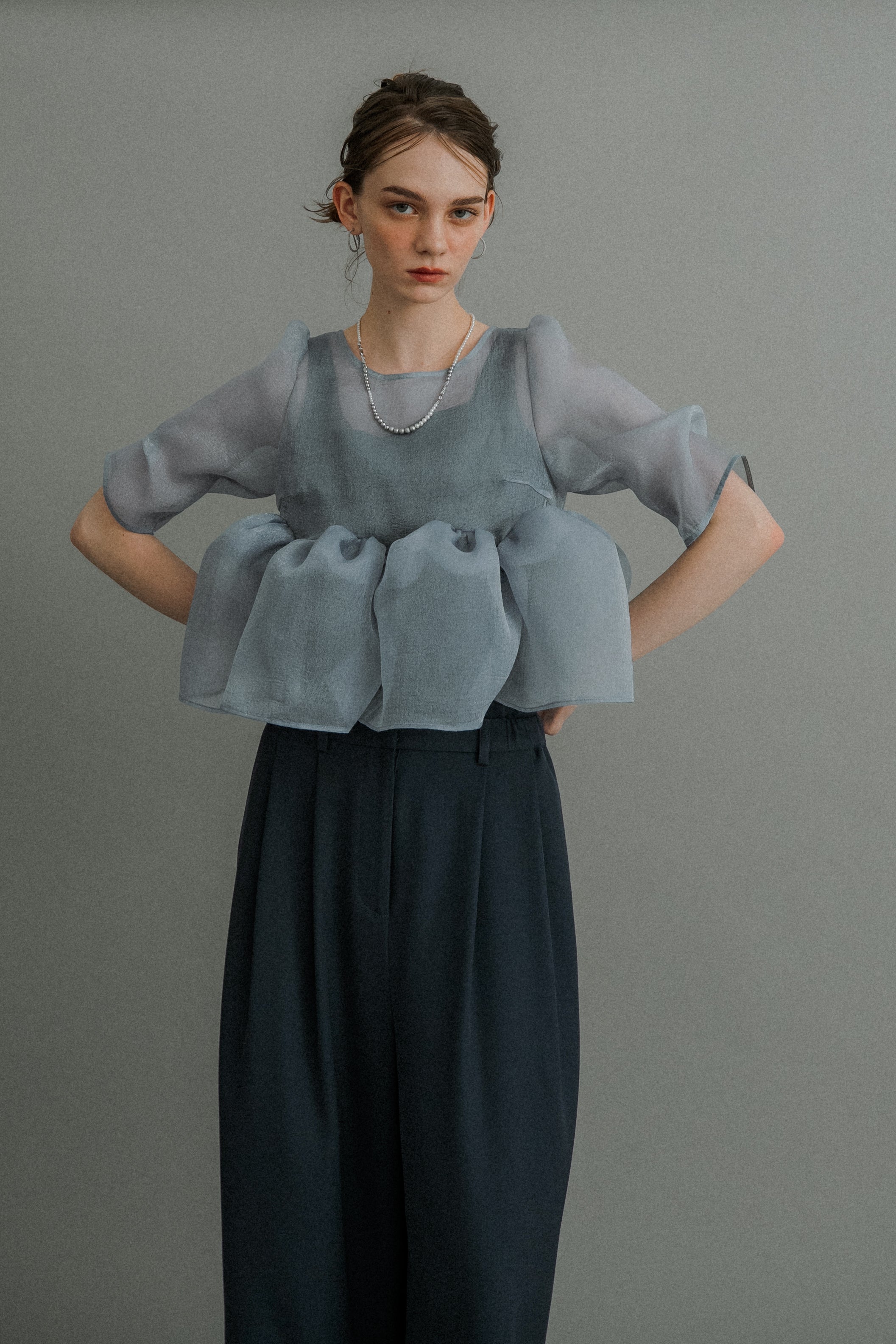 1042 Organza Peplum 3Piece