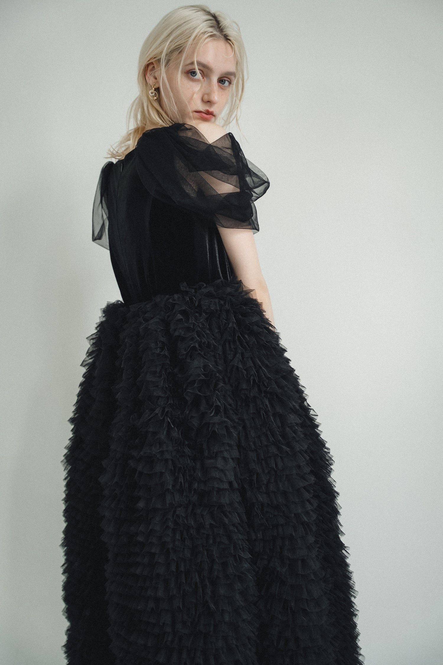 1137 Velour Ruffle Dress