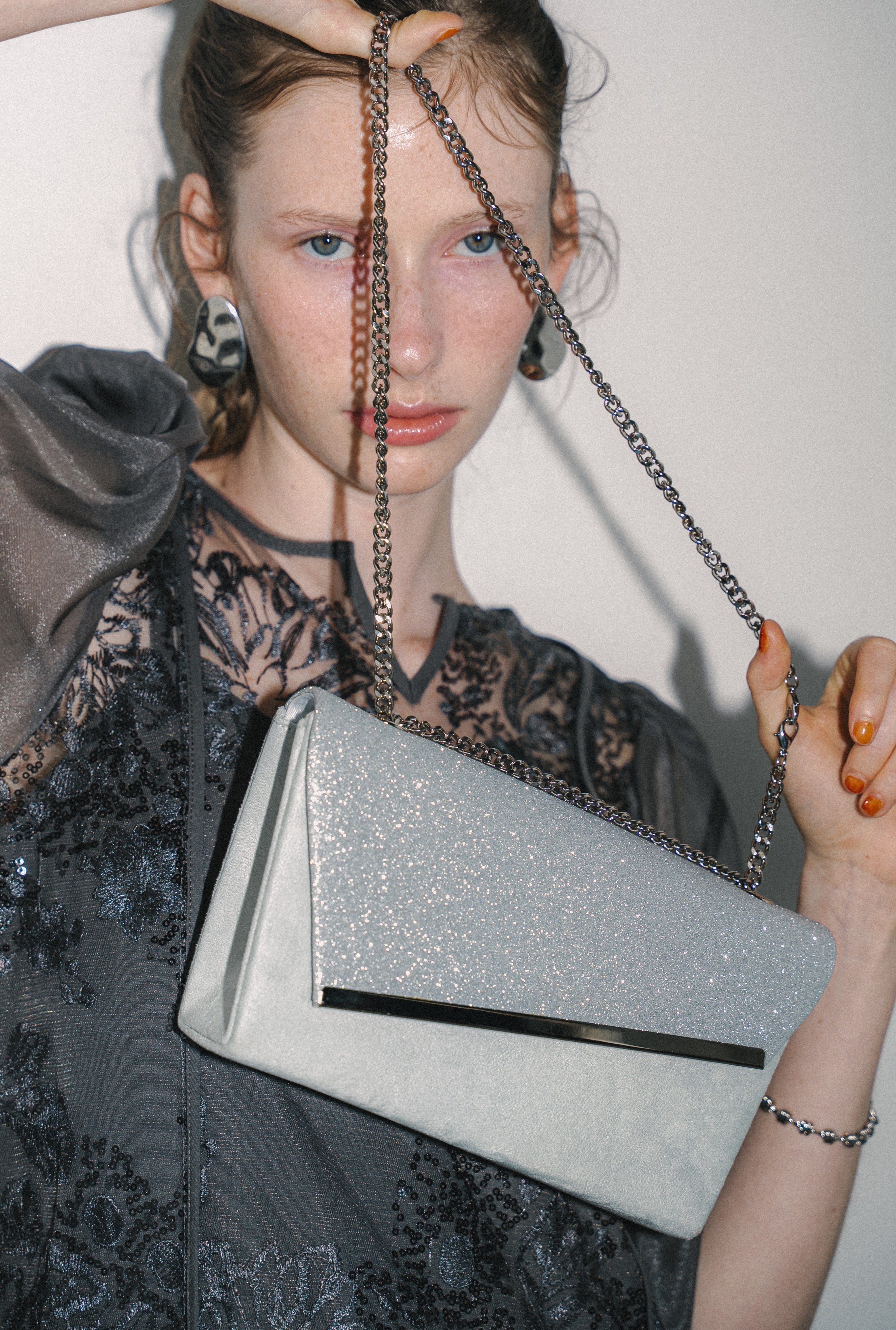 1008 Glitter & Suede touch bag