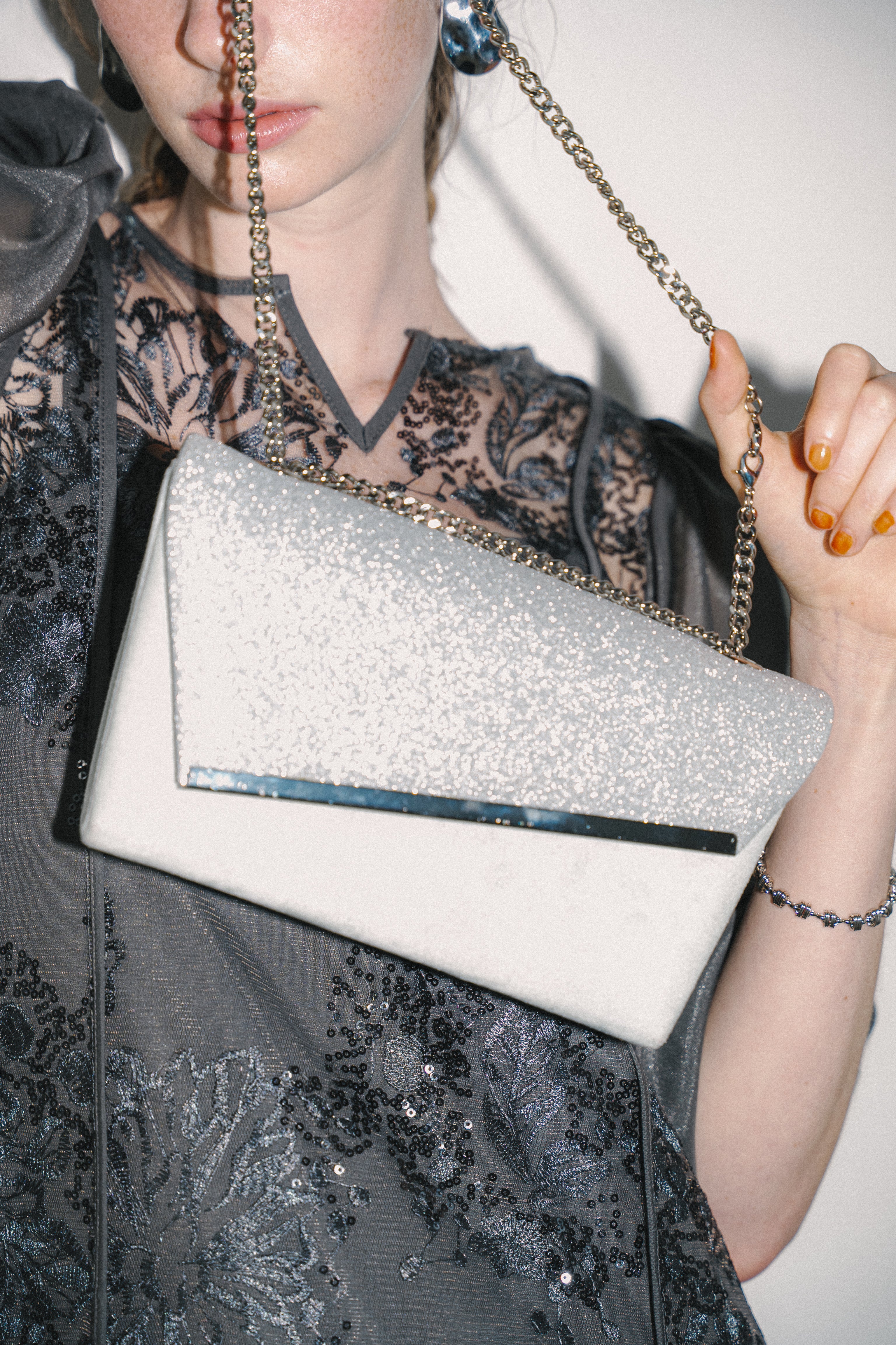 1008 Glitter & Suede touch bag