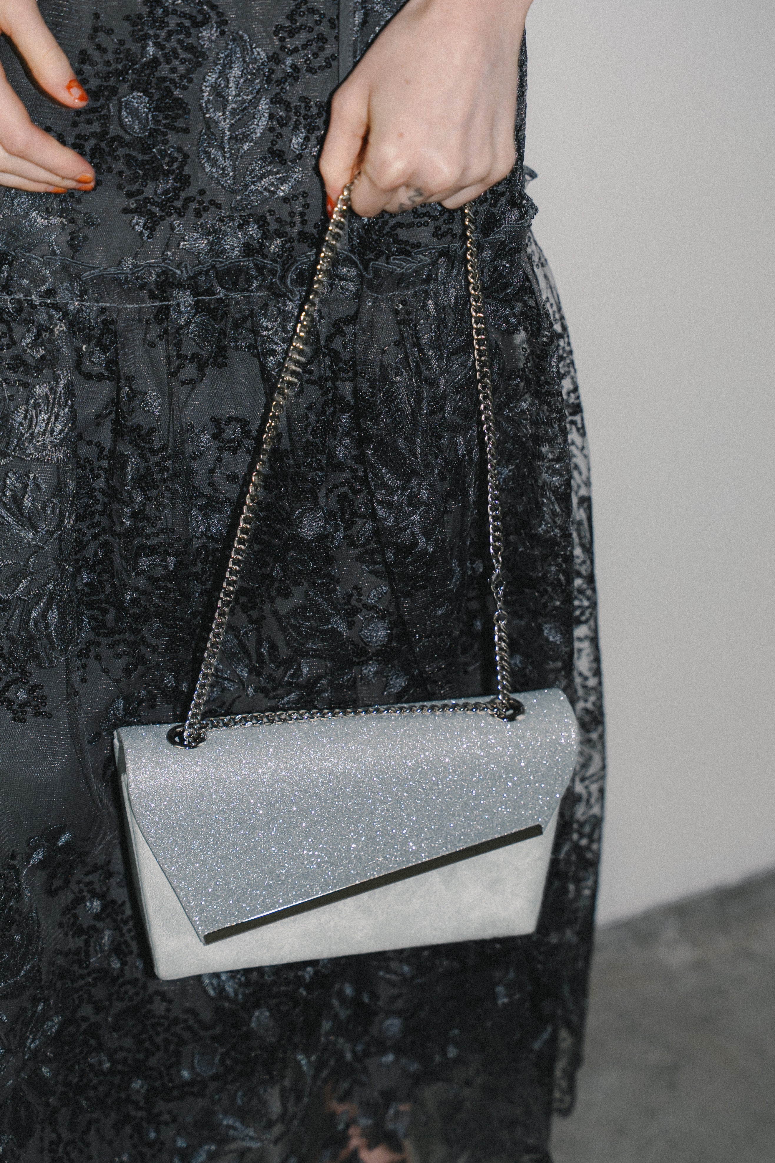 1008 Glitter & Suede touch bag