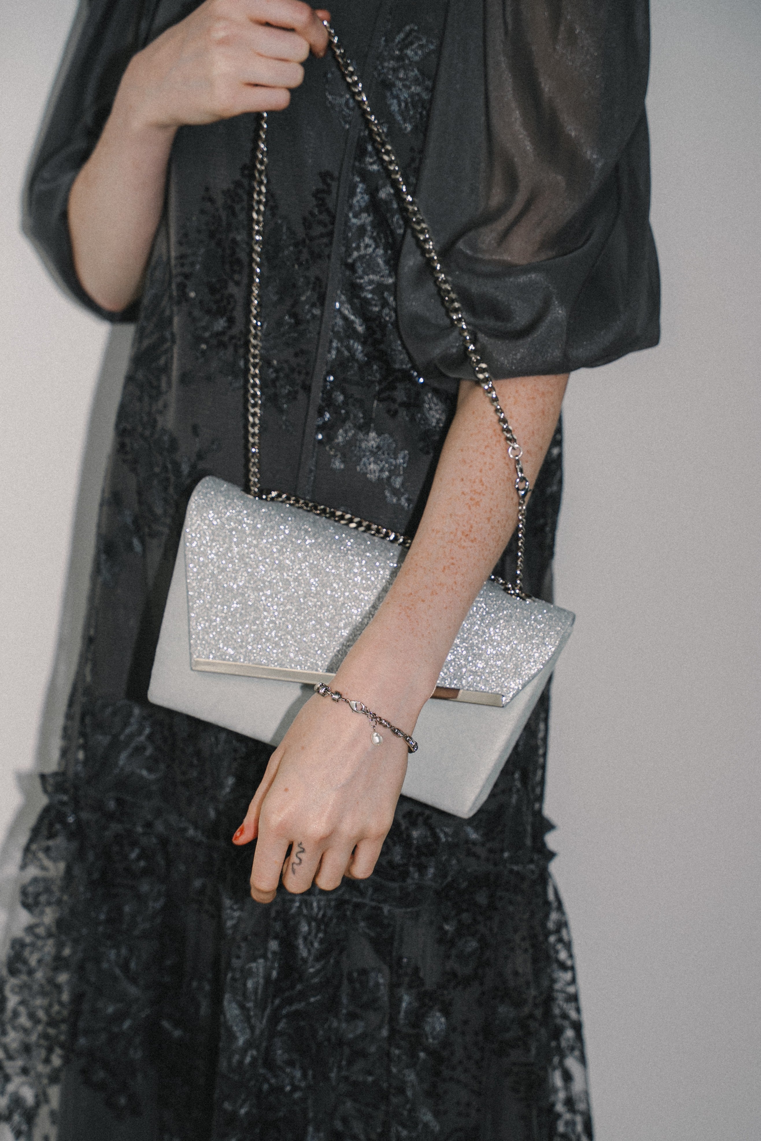 1008 Glitter & Suede touch bag