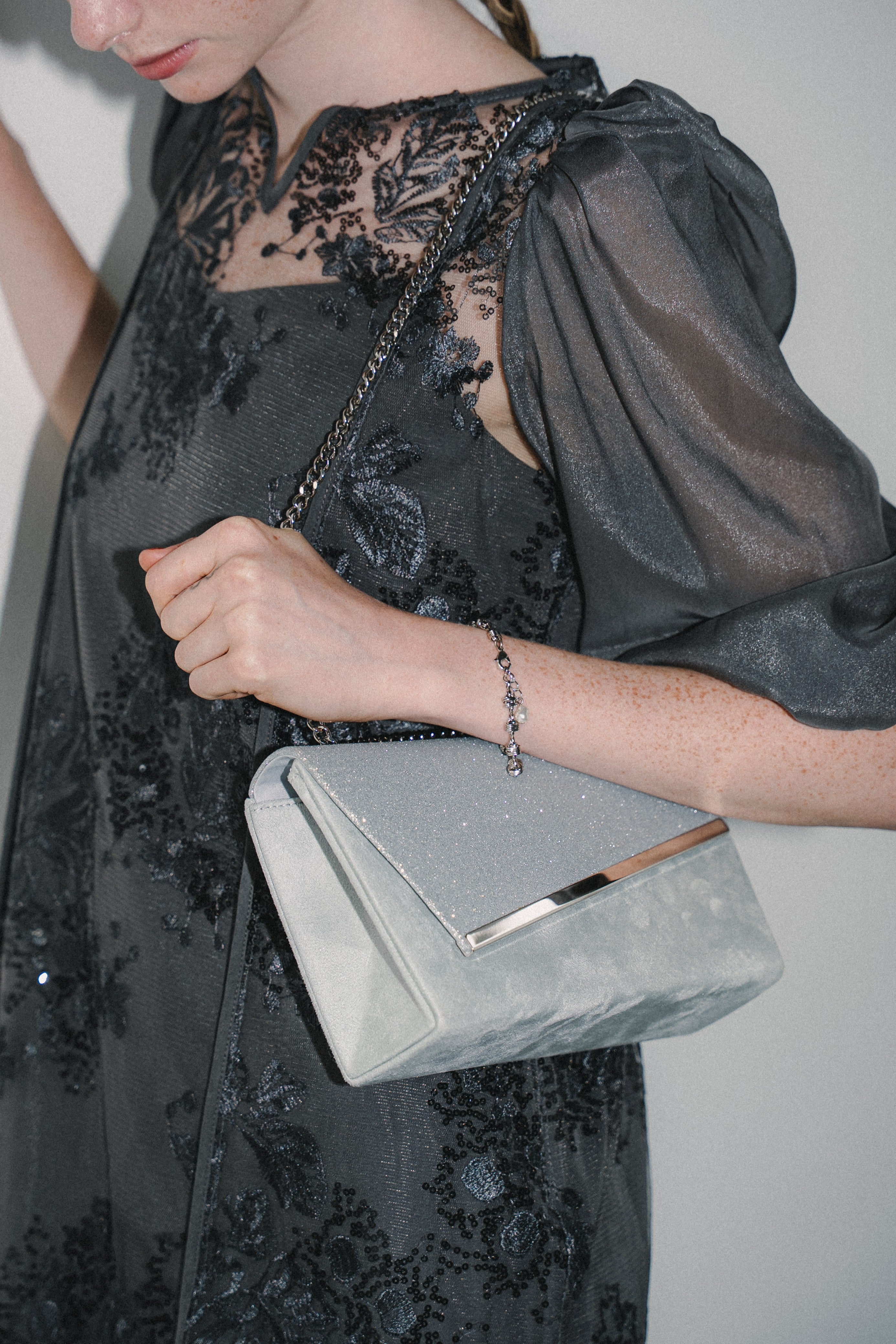 1008 Glitter & Suede touch bag