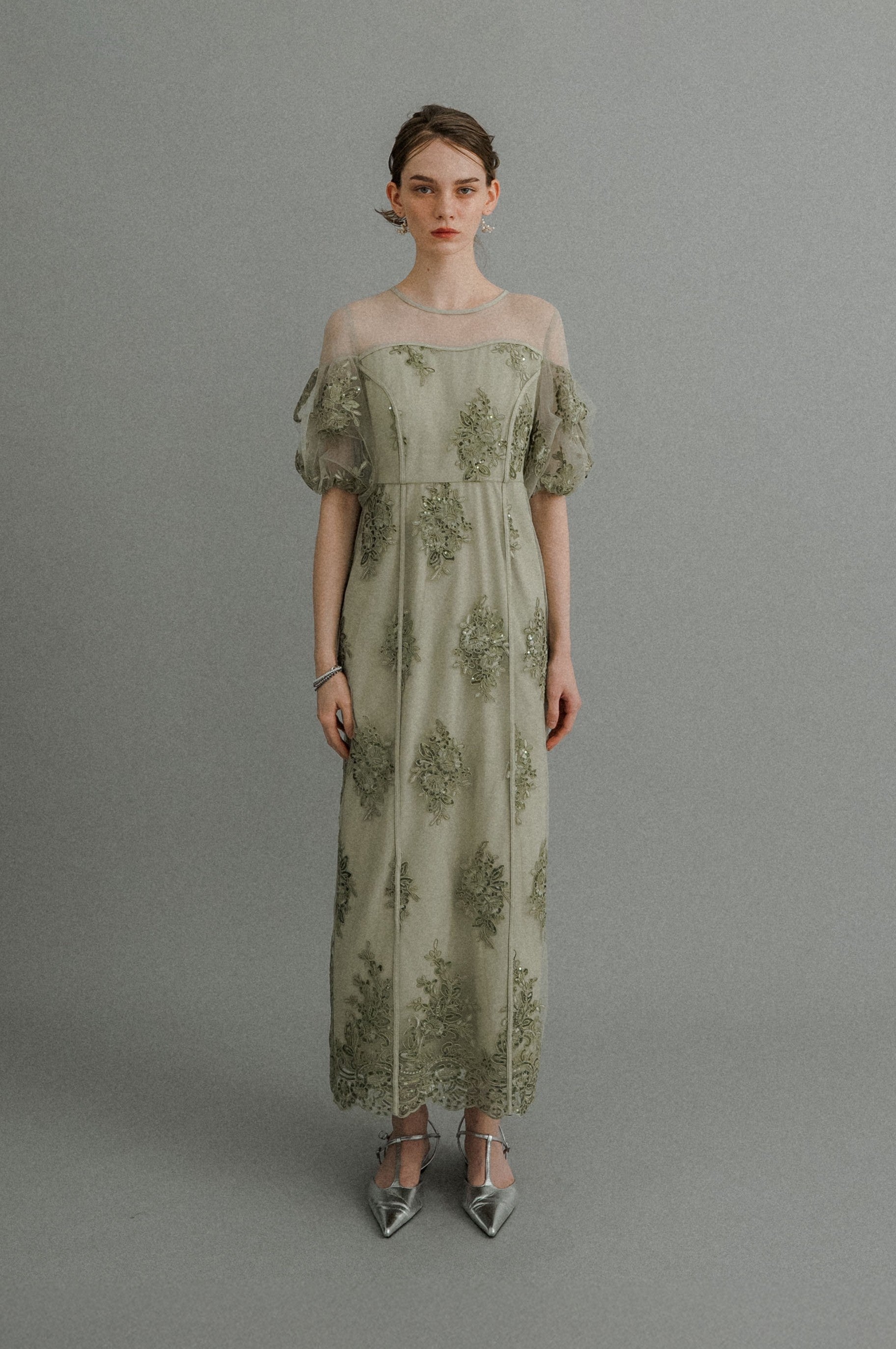 1044 Embroidered sheer dress