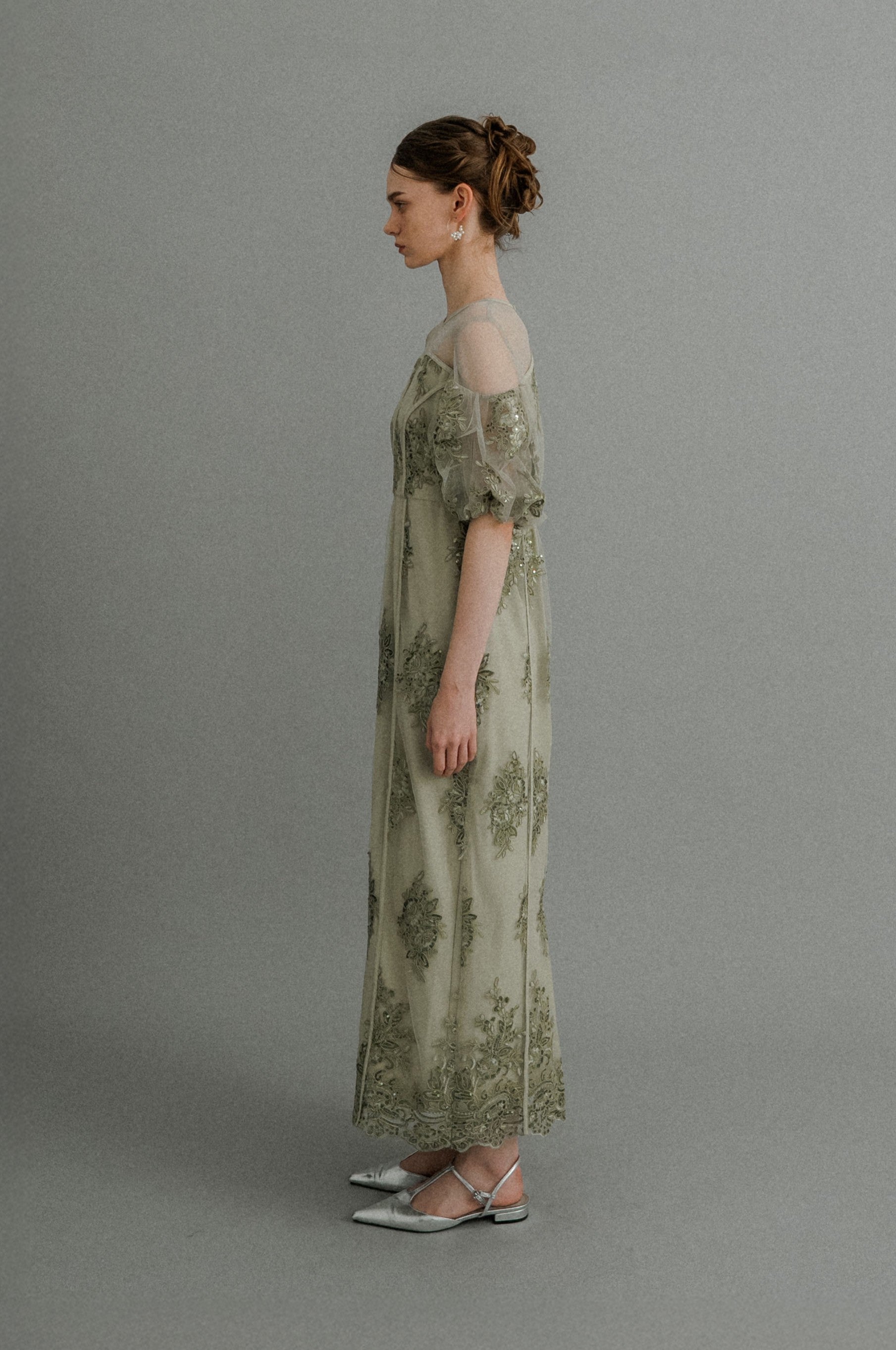 1044 Embroidered sheer dress