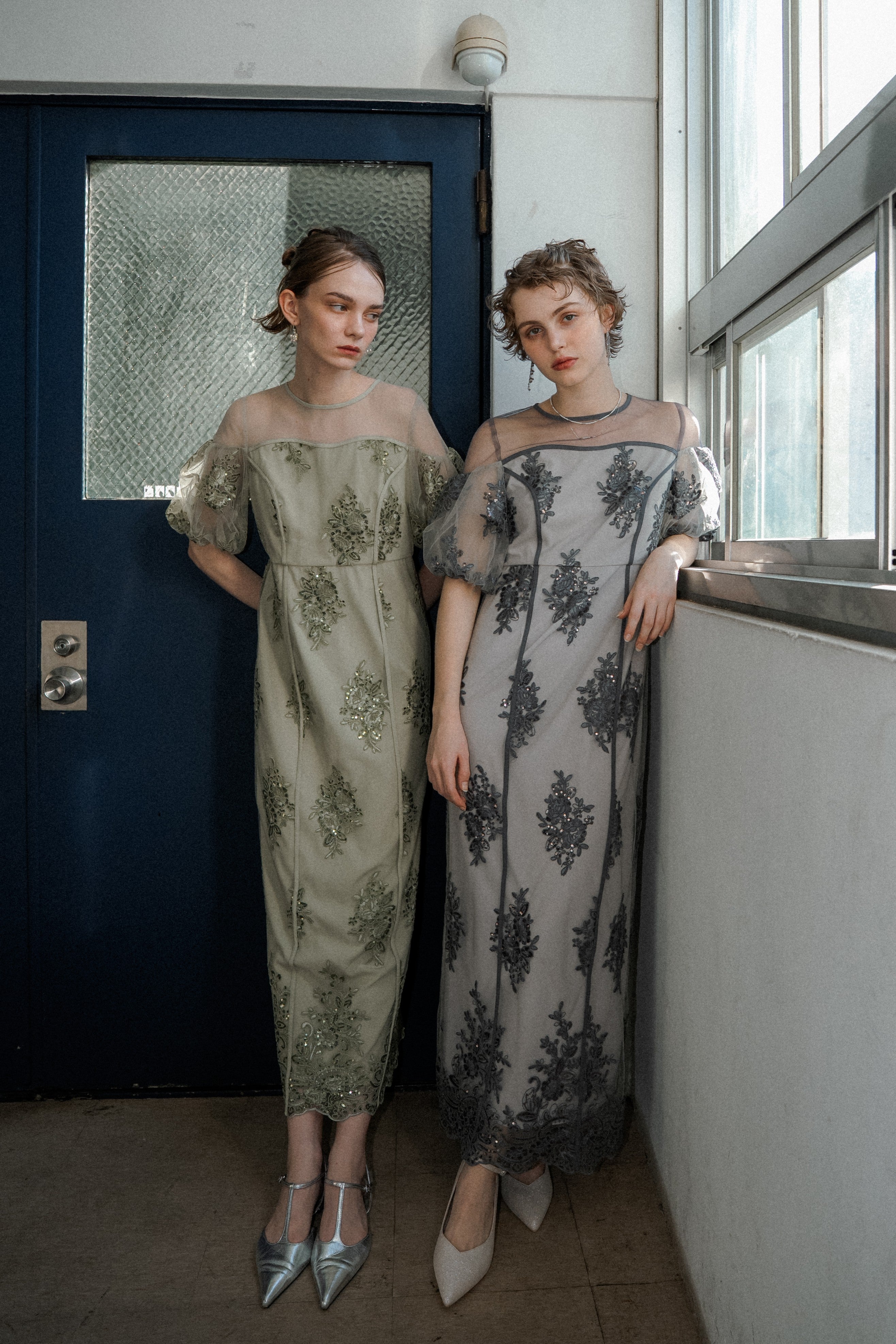 1044 Embroidered sheer dress