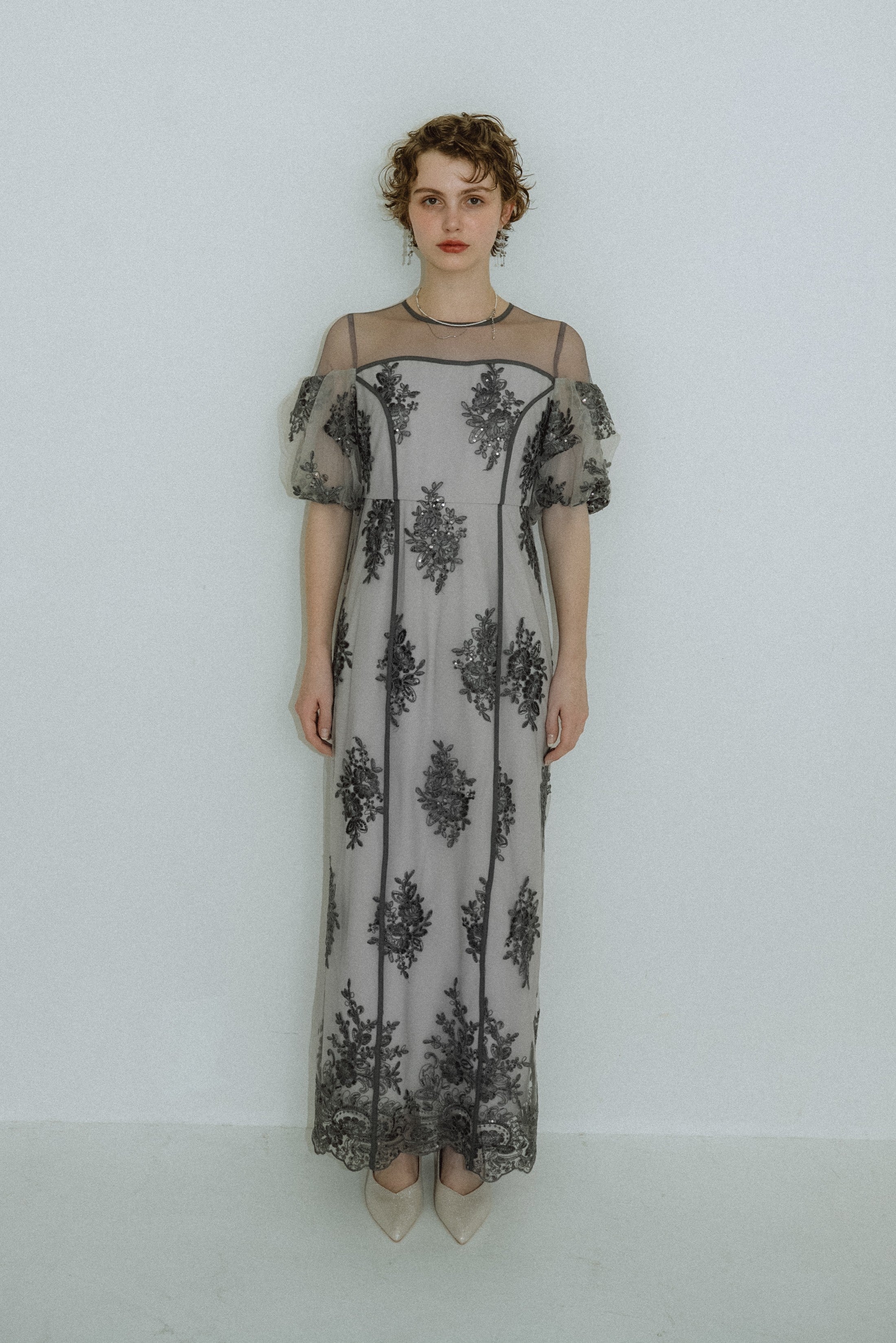 1044 Embroidered sheer dress