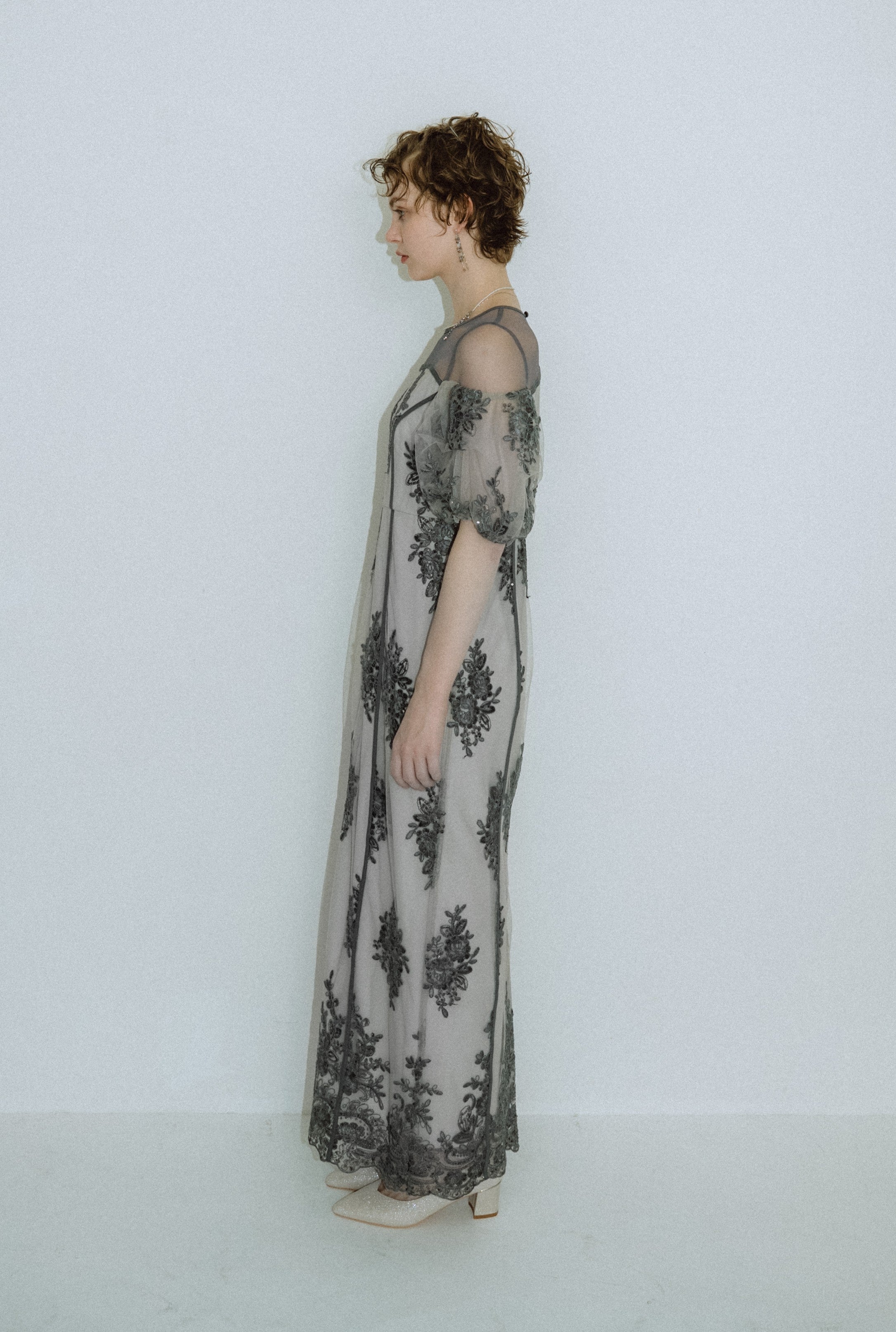 1044 Embroidered sheer dress