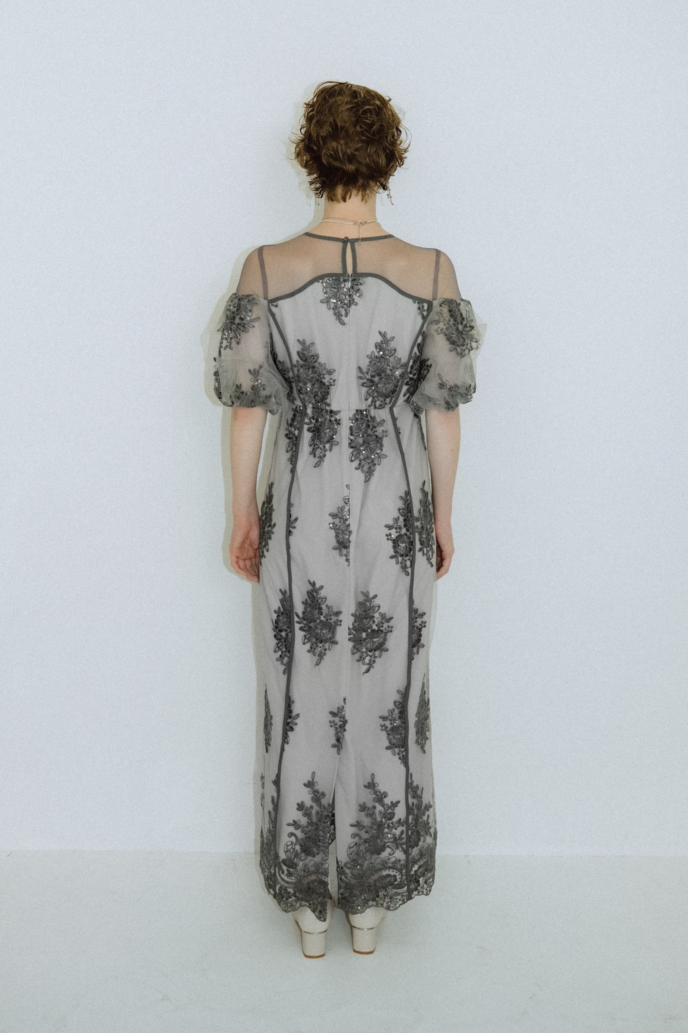 1044 Embroidered sheer dress