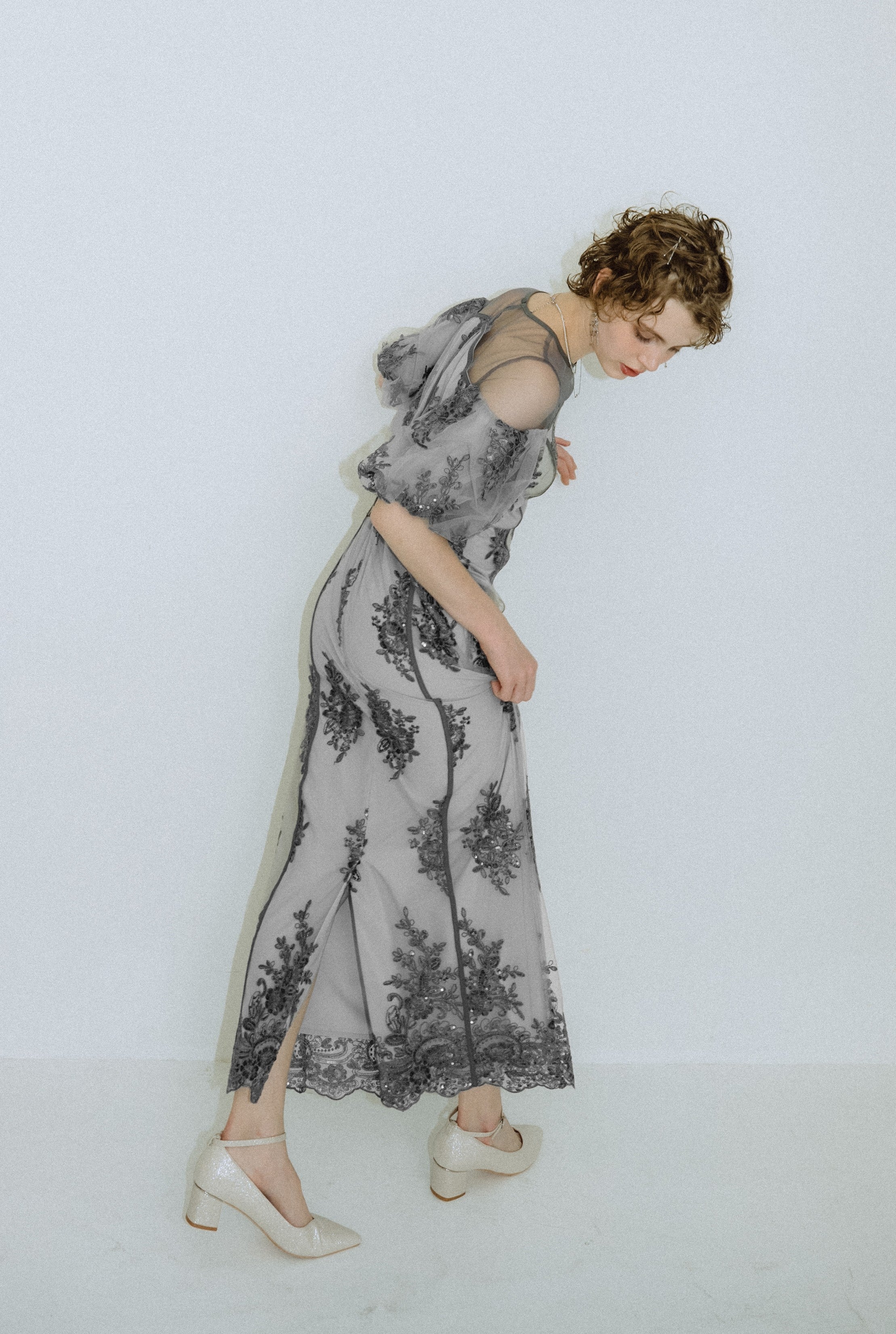 1044 Embroidered sheer dress