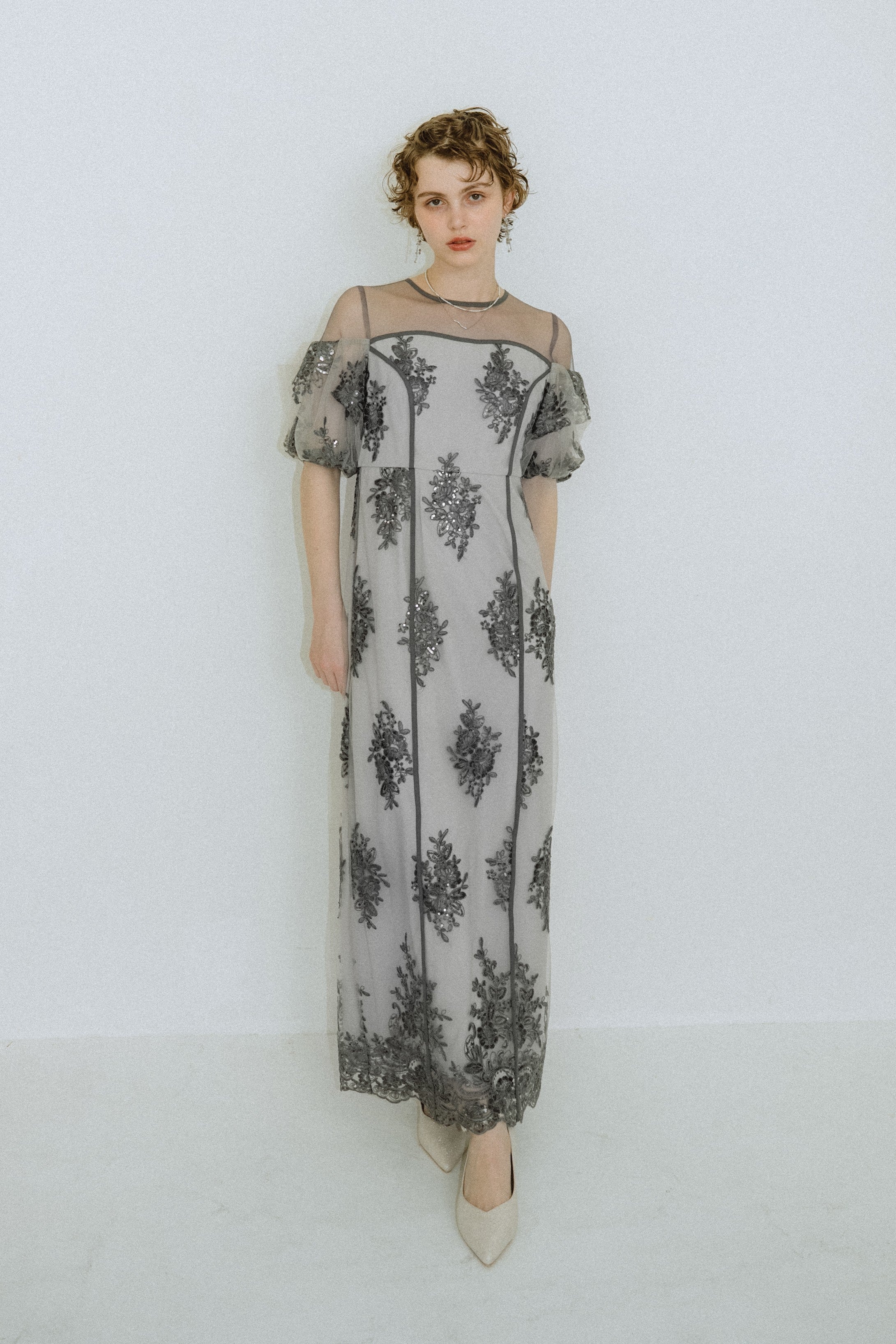 1044 Embroidered sheer dress