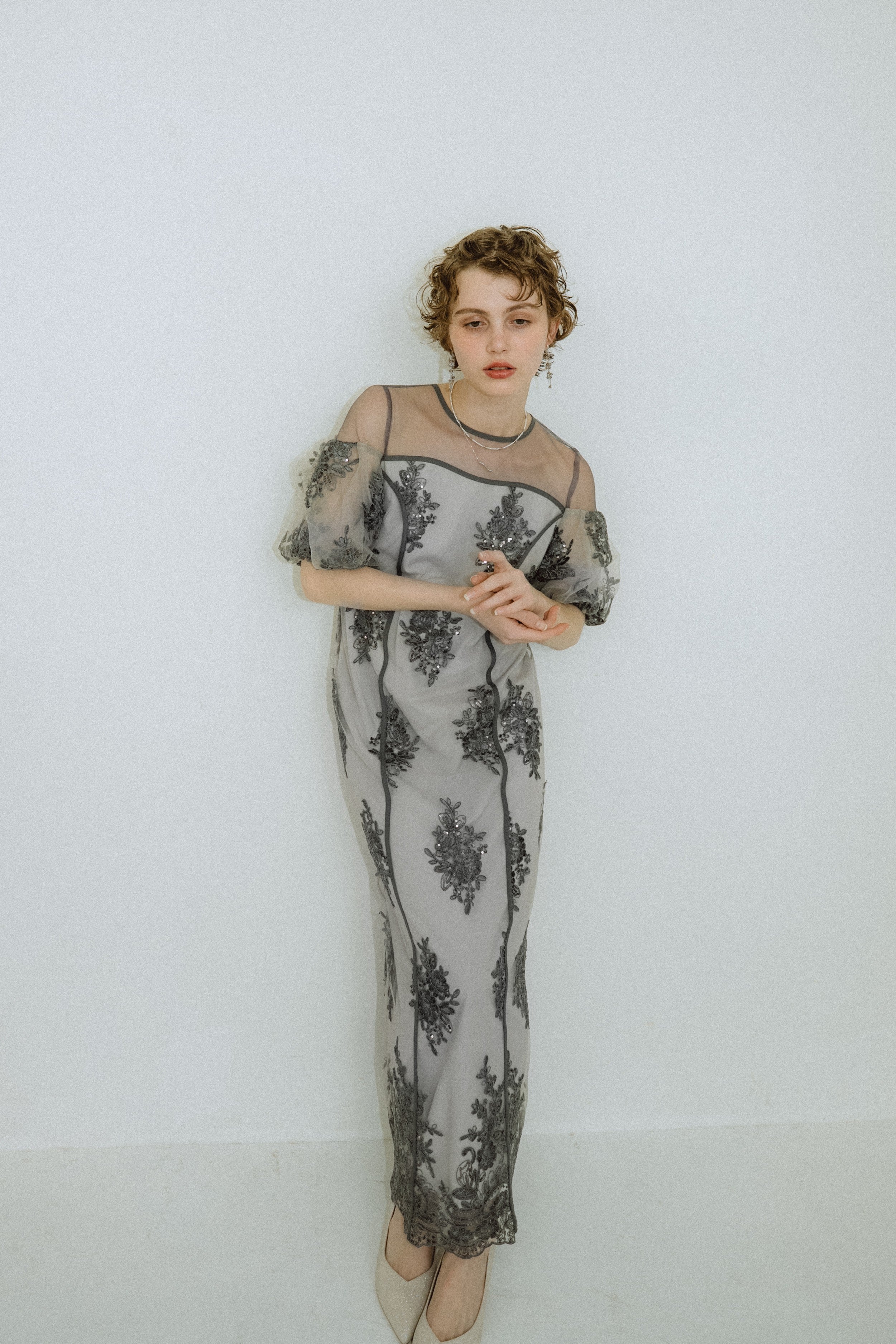 1044 Embroidered sheer dress