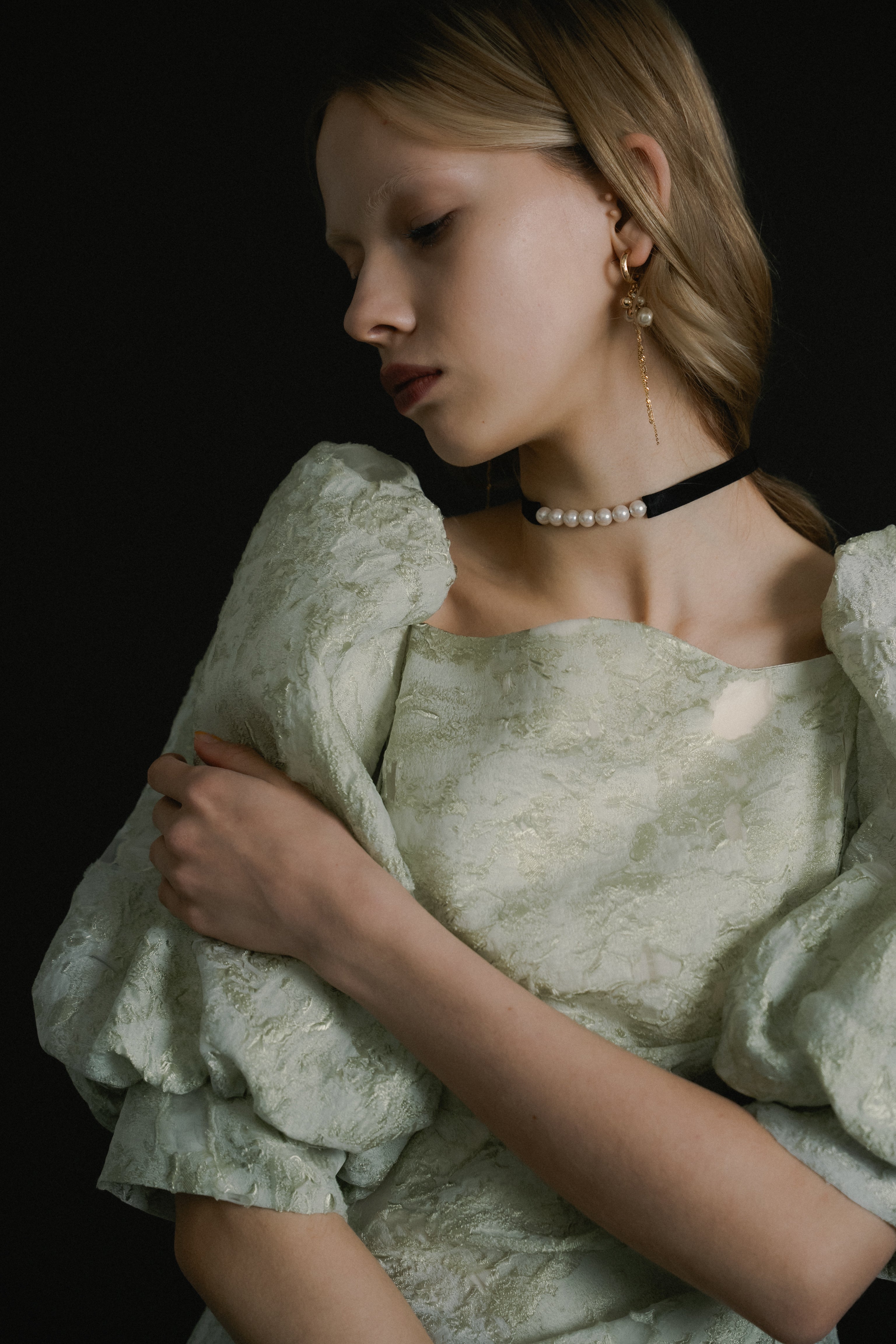 1071 Sheer Jacquard Organza Dress