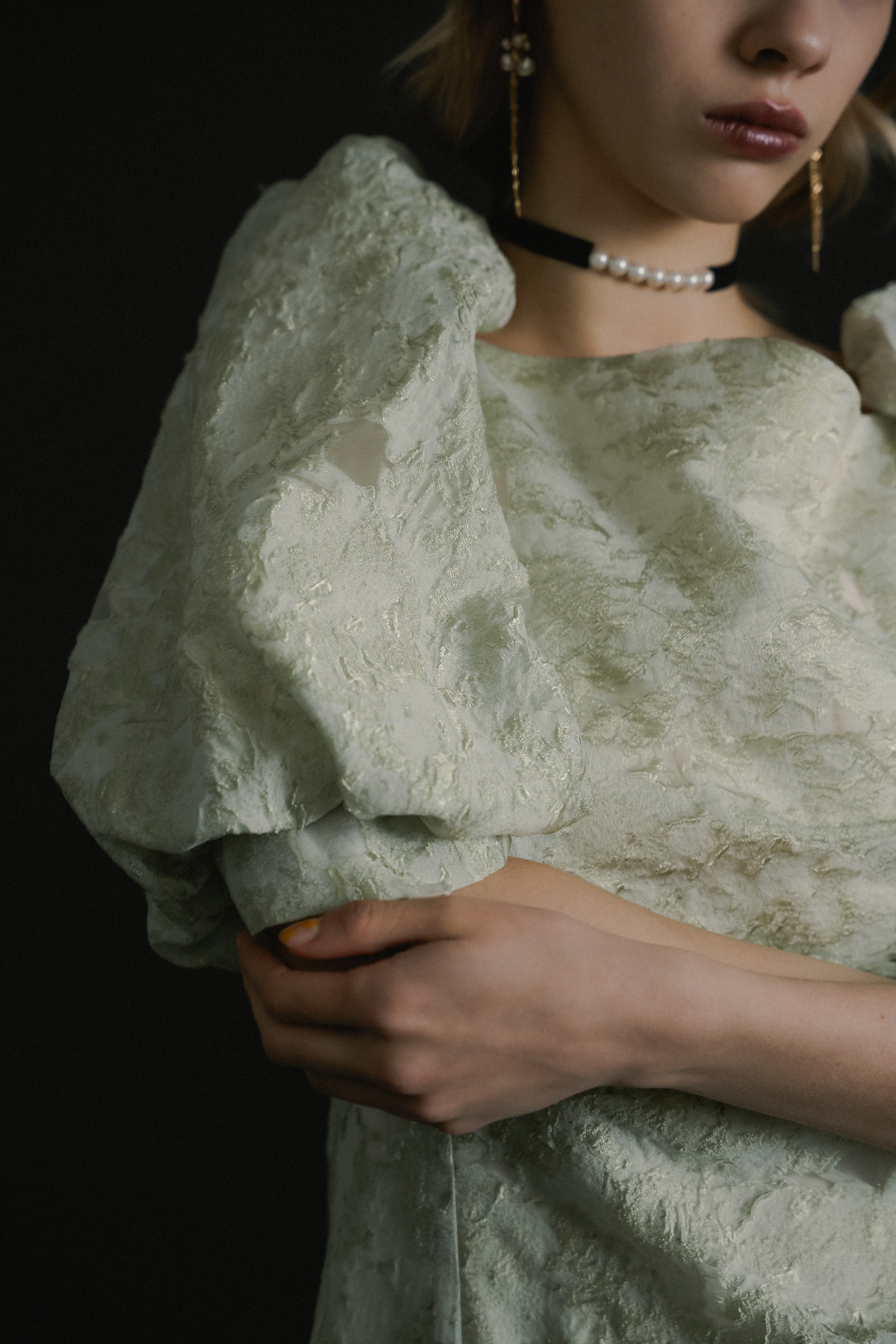 1071 Sheer Jacquard Organza Dress