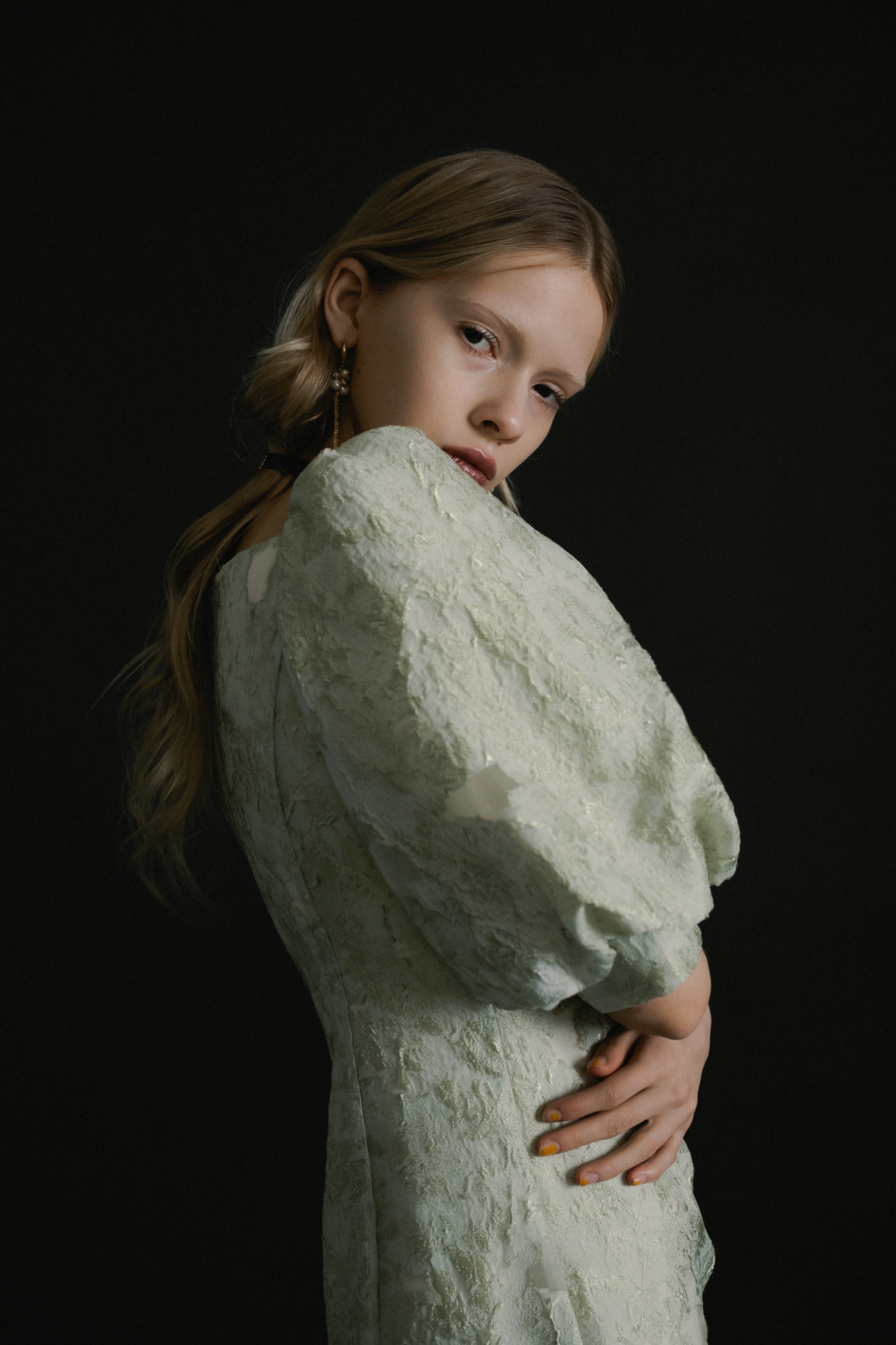 1071 Sheer Jacquard Organza Dress