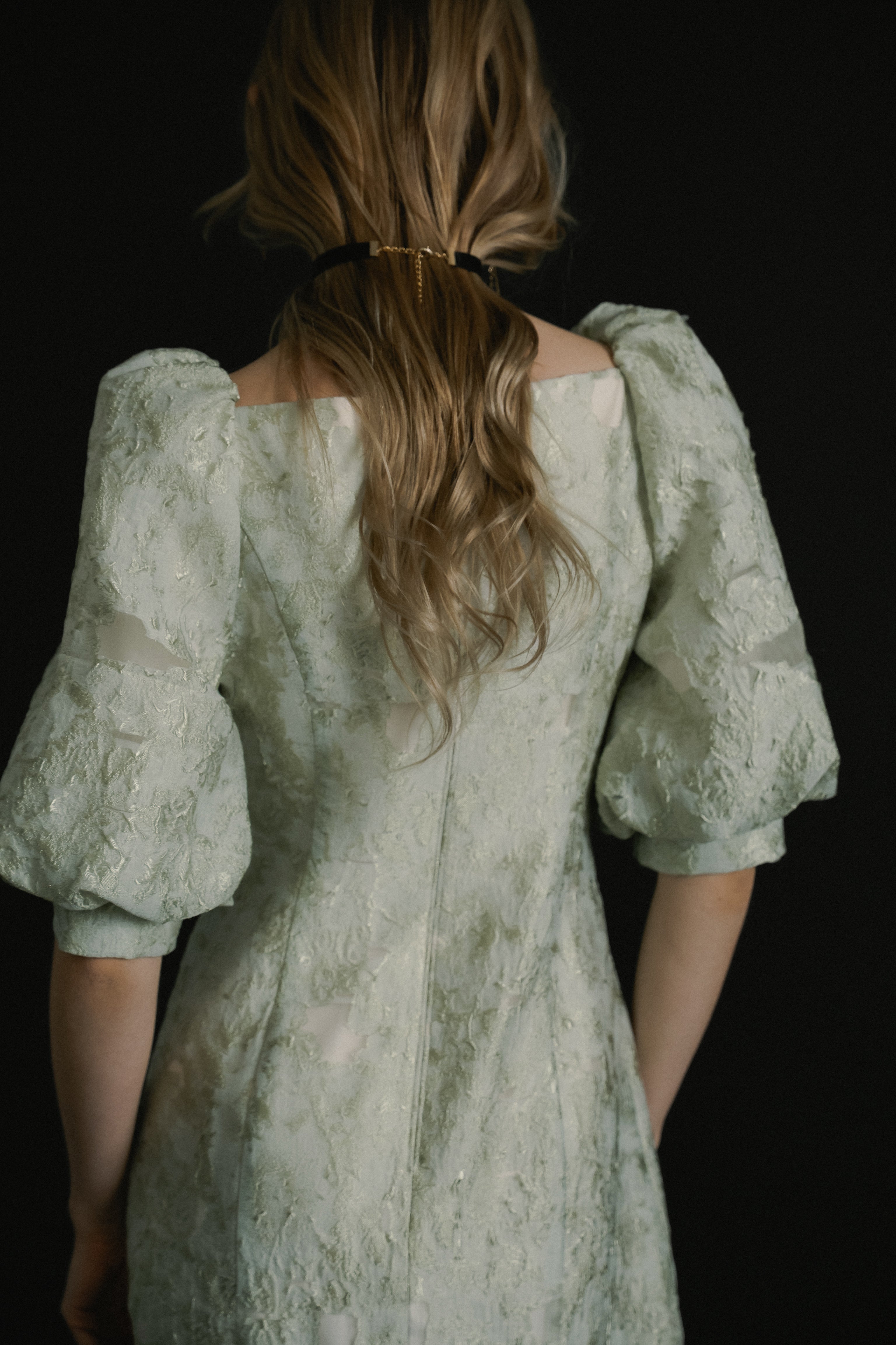 1071 Sheer Jacquard Organza Dress
