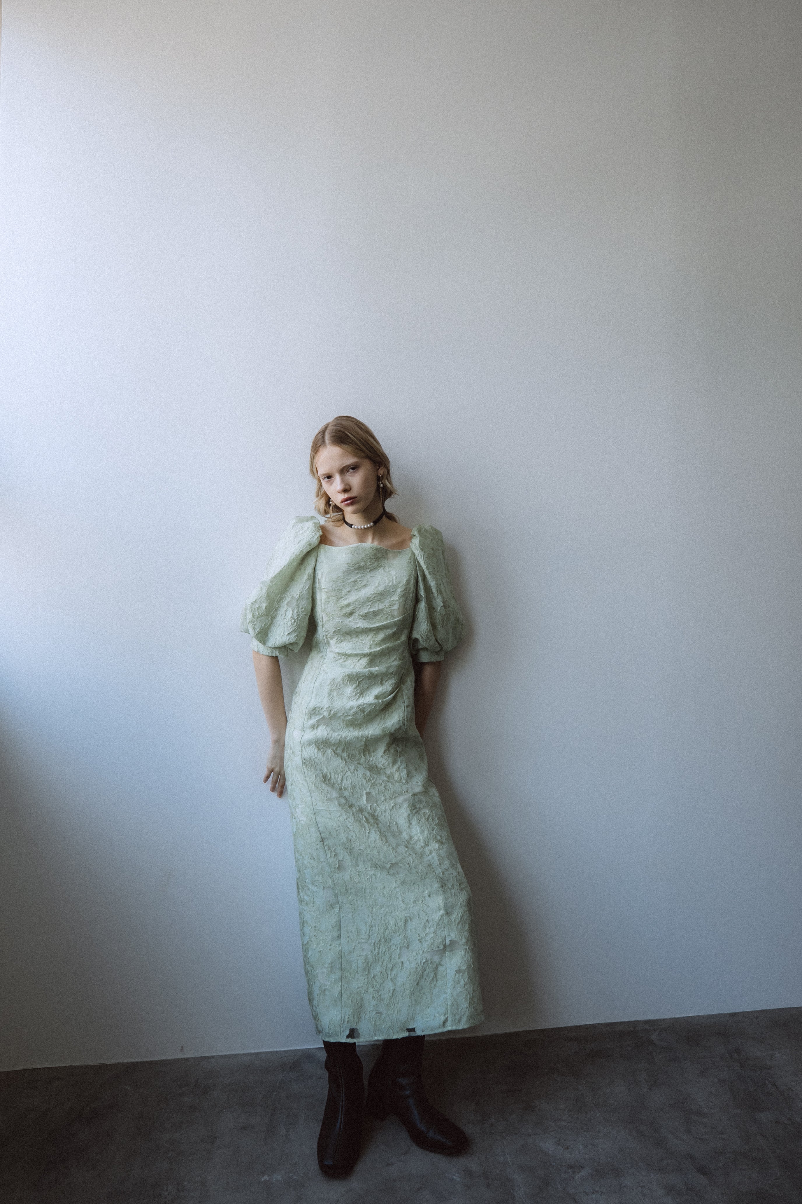 1071 Sheer Jacquard Organza Dress