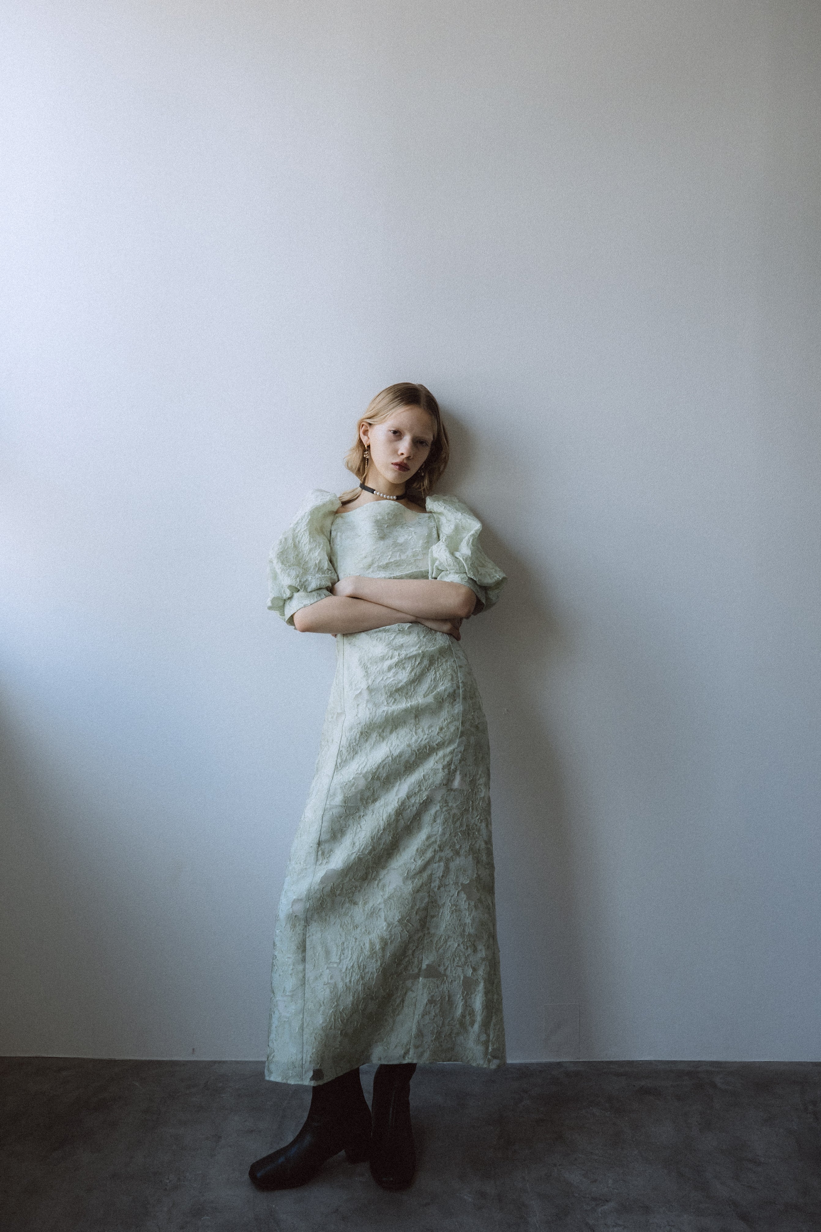 1071 Sheer Jacquard Organza Dress