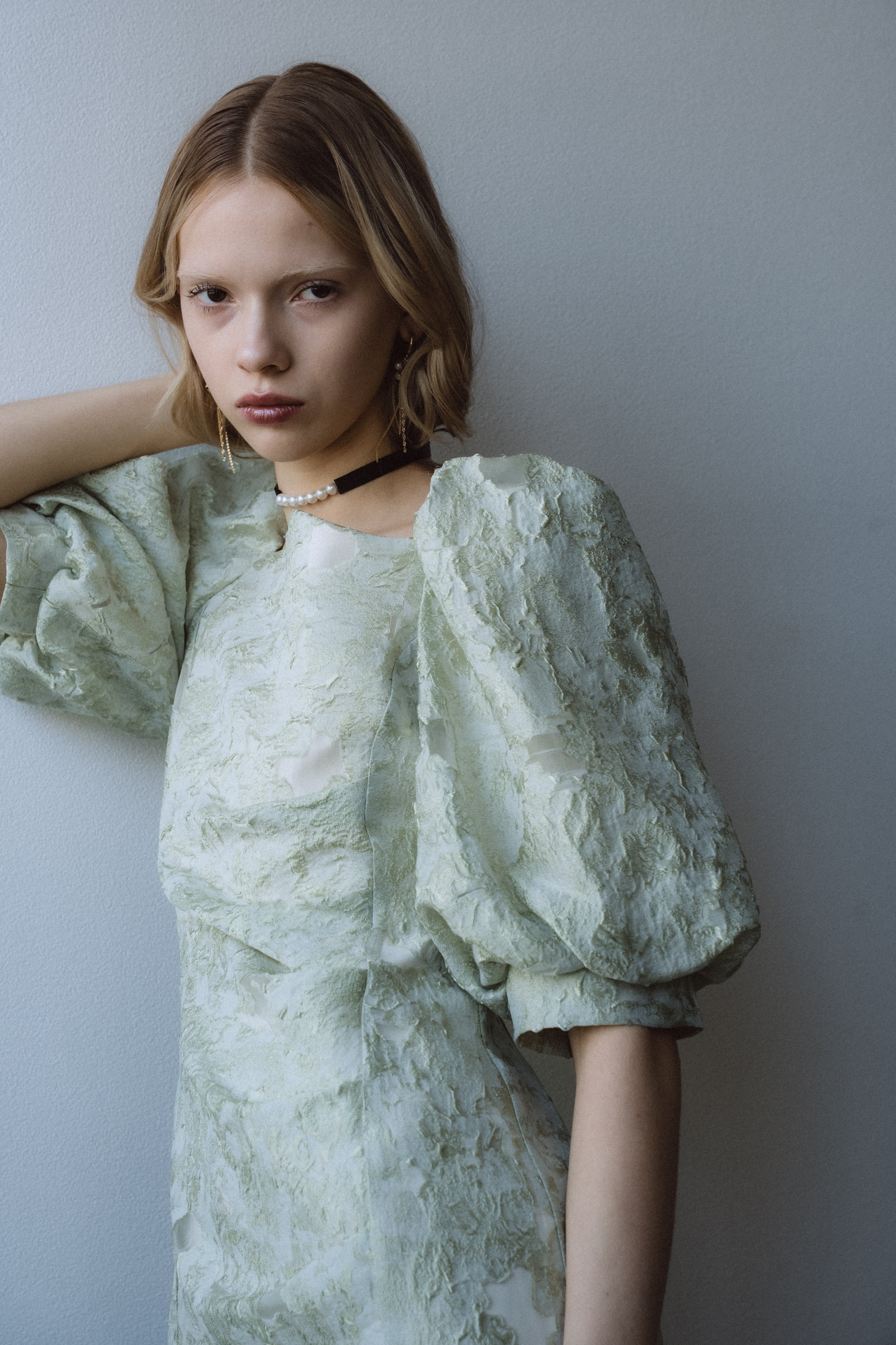 1071 Sheer Jacquard Organza Dress