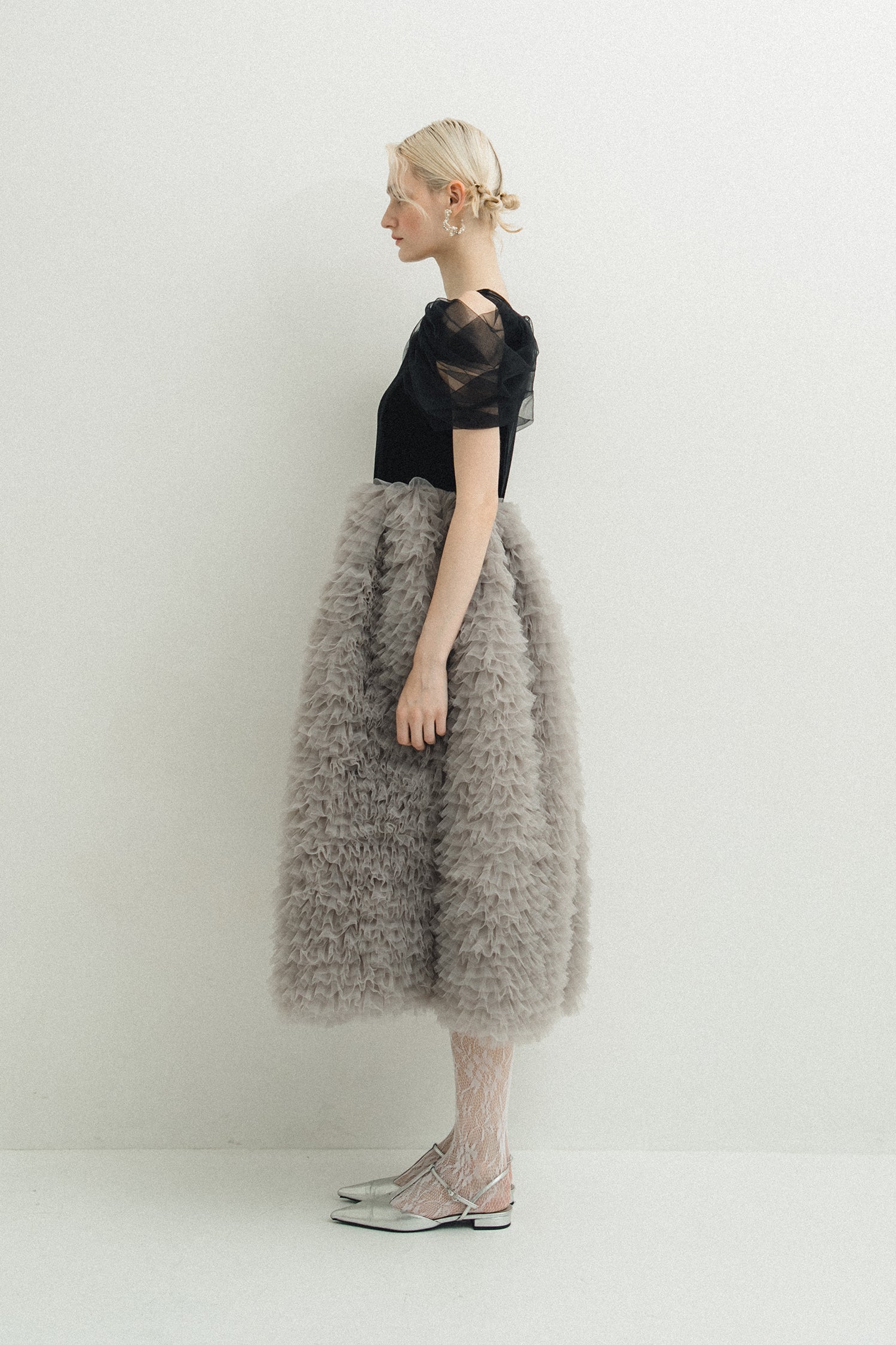 1137 Velour Ruffle Dress