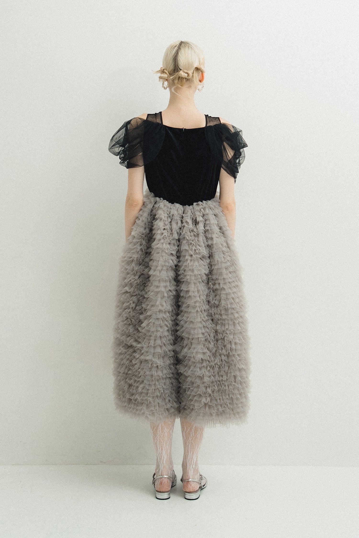 1137 Velour Ruffle Dress