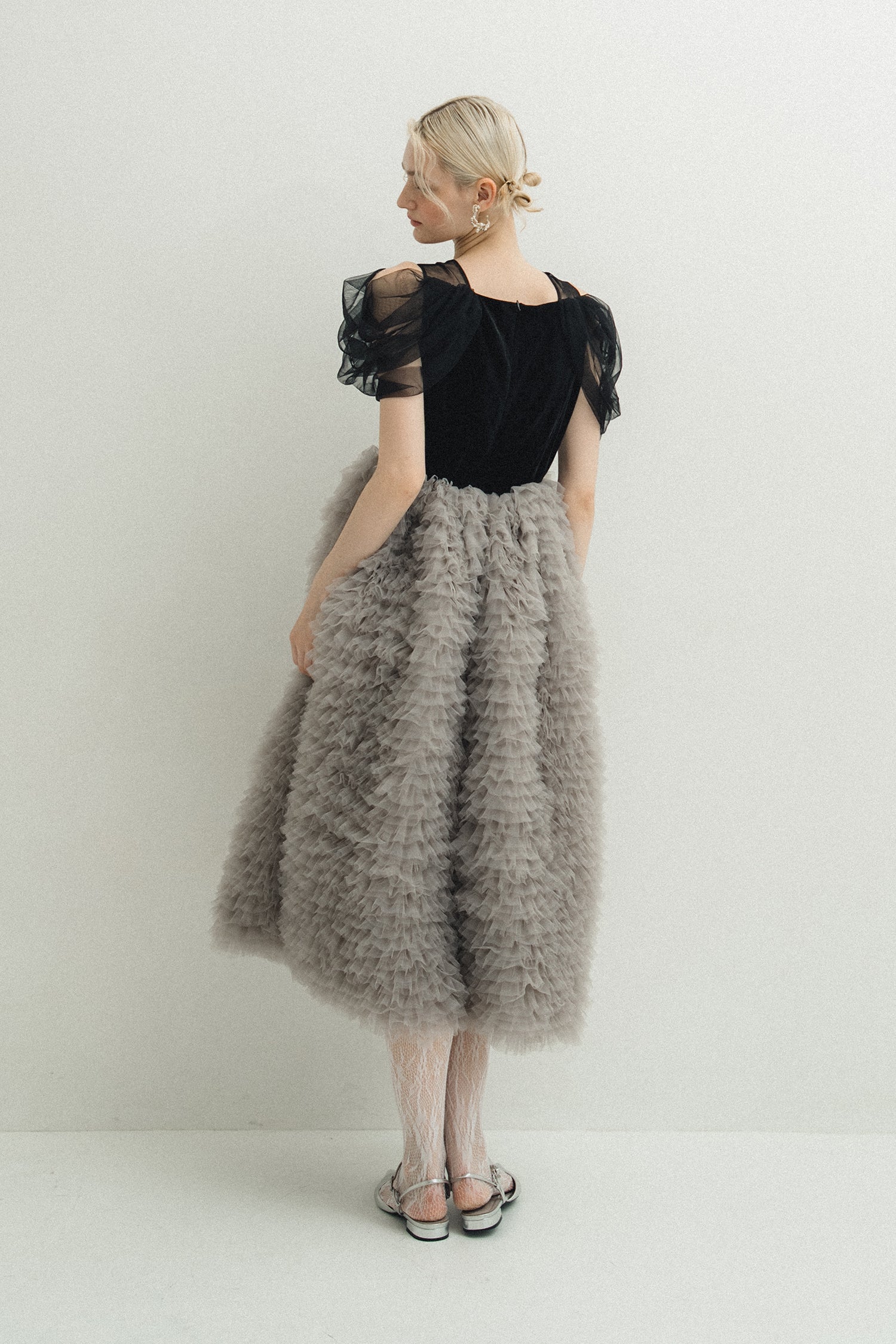 1137 Velour Ruffle Dress