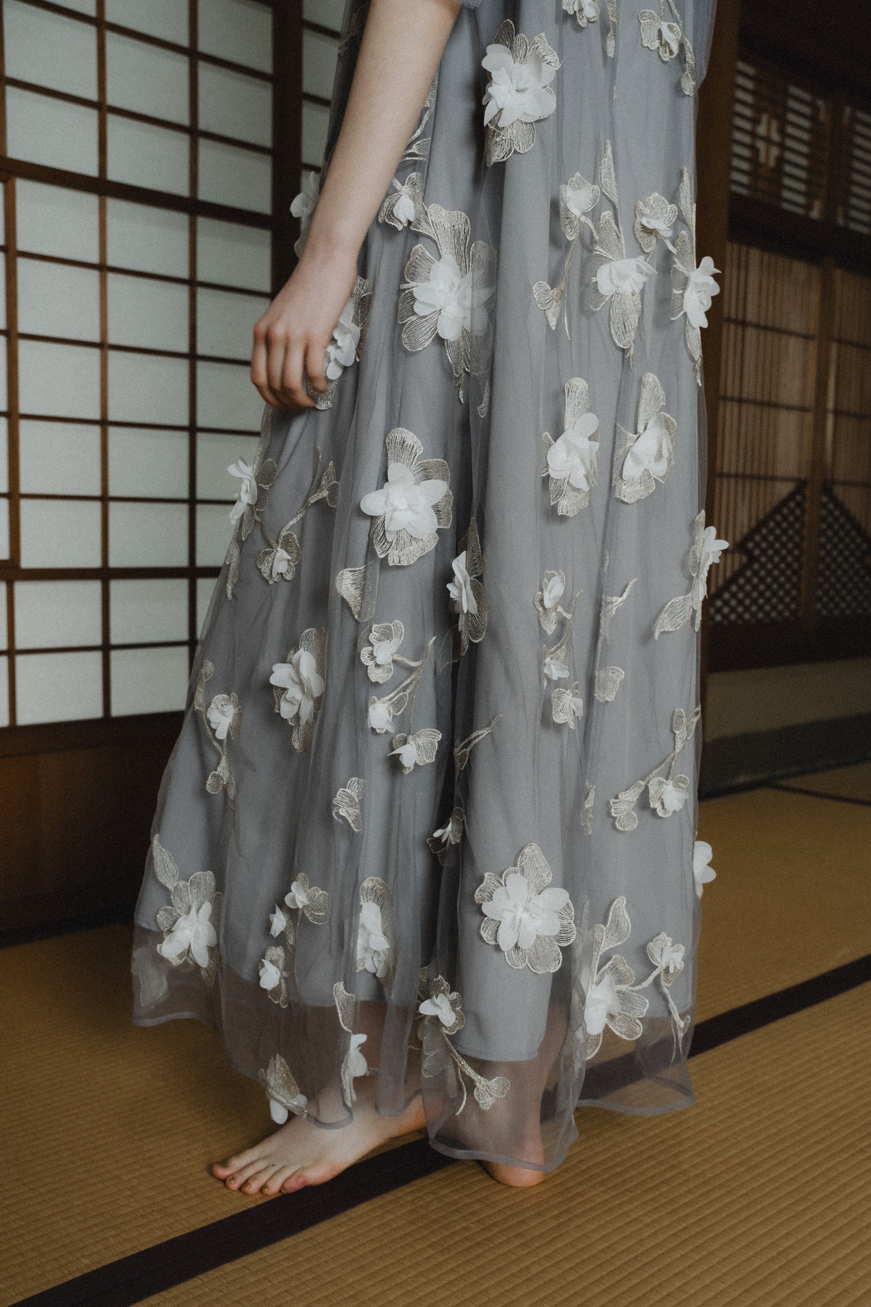 1132 3D Floral A-line Dress