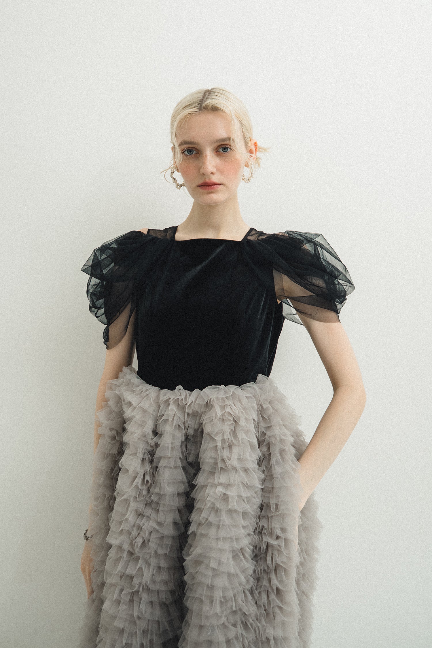 1137 Velour Ruffle Dress