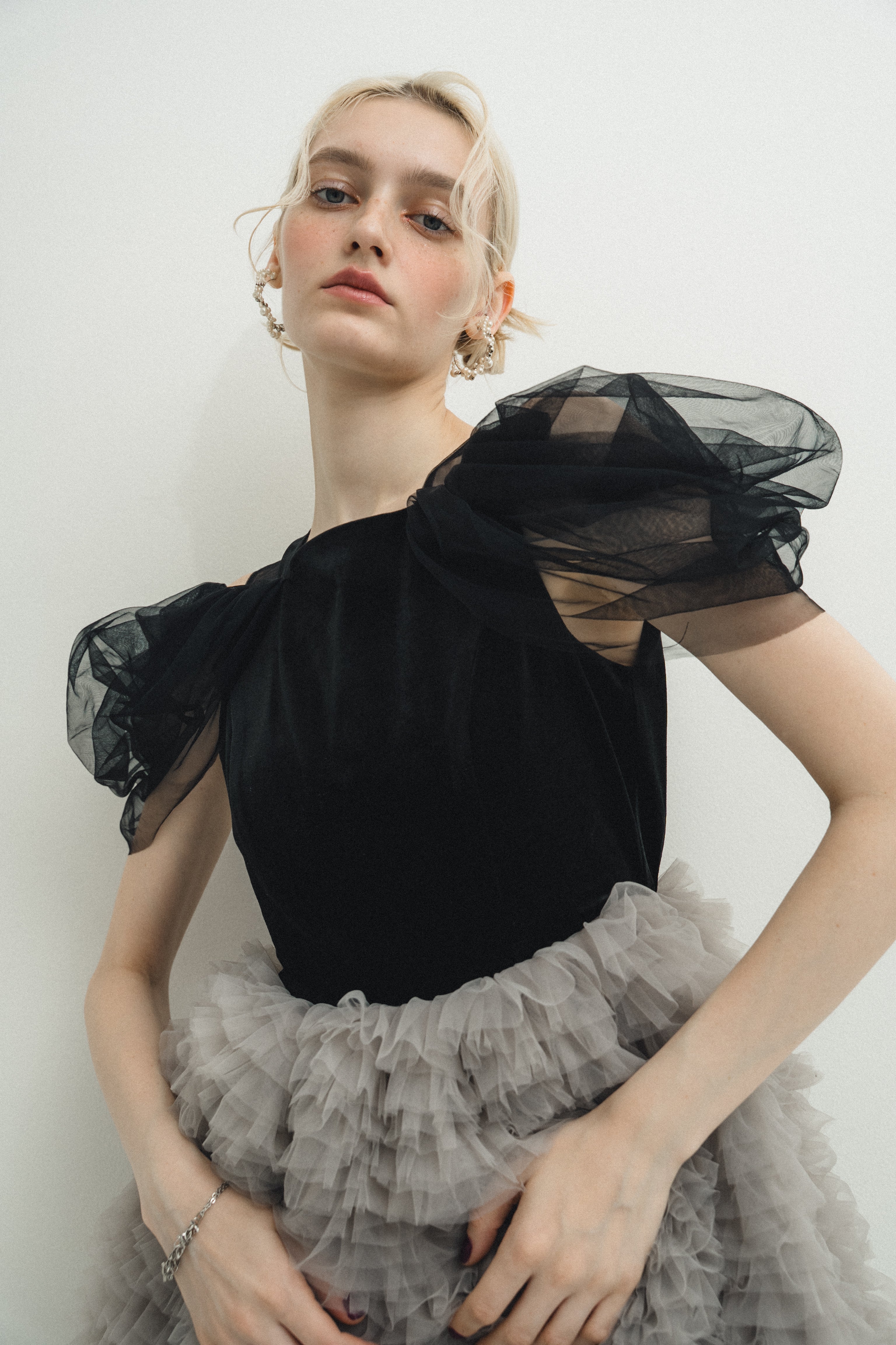 1137 Velour Ruffle Dress