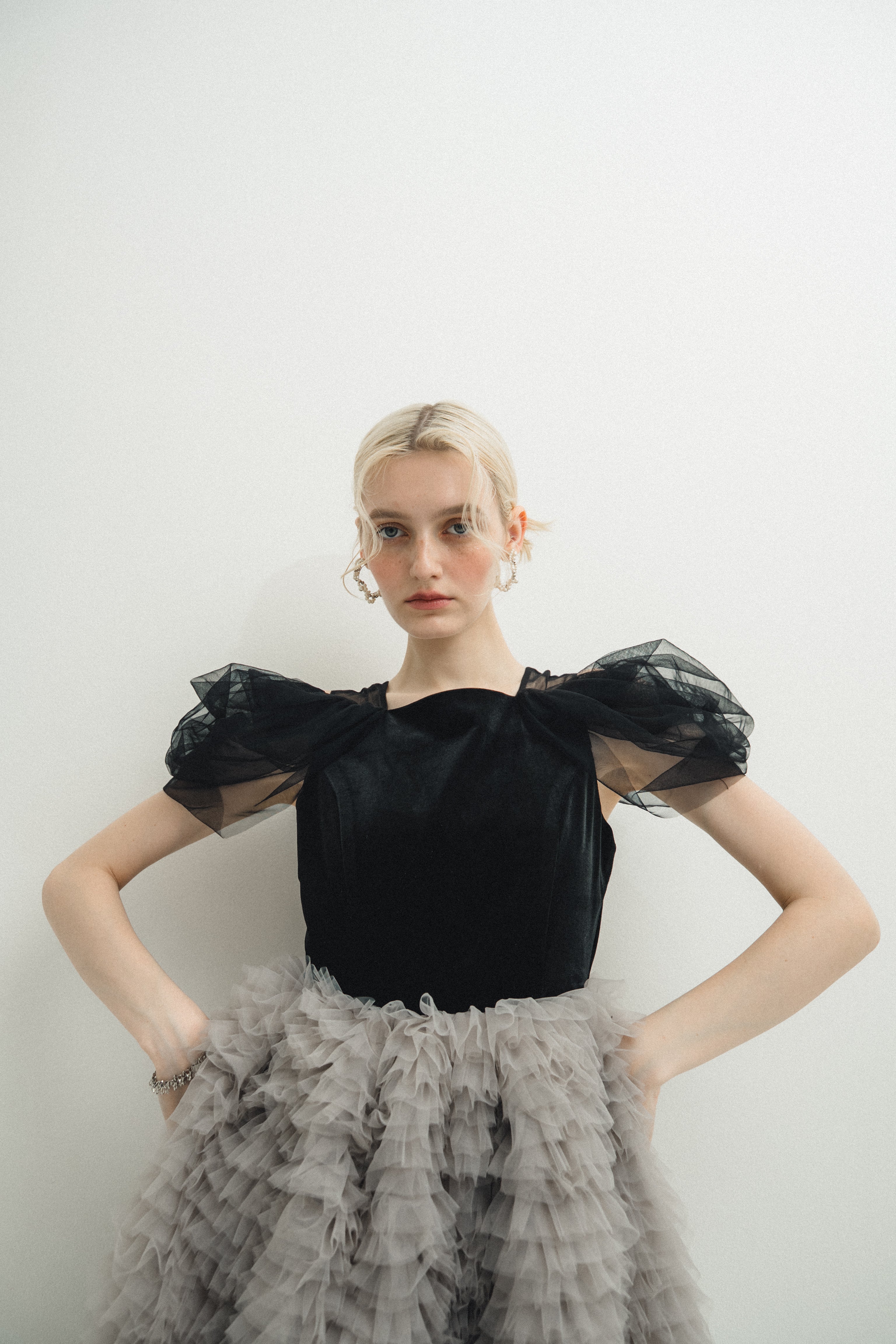 1137 Velour Ruffle Dress