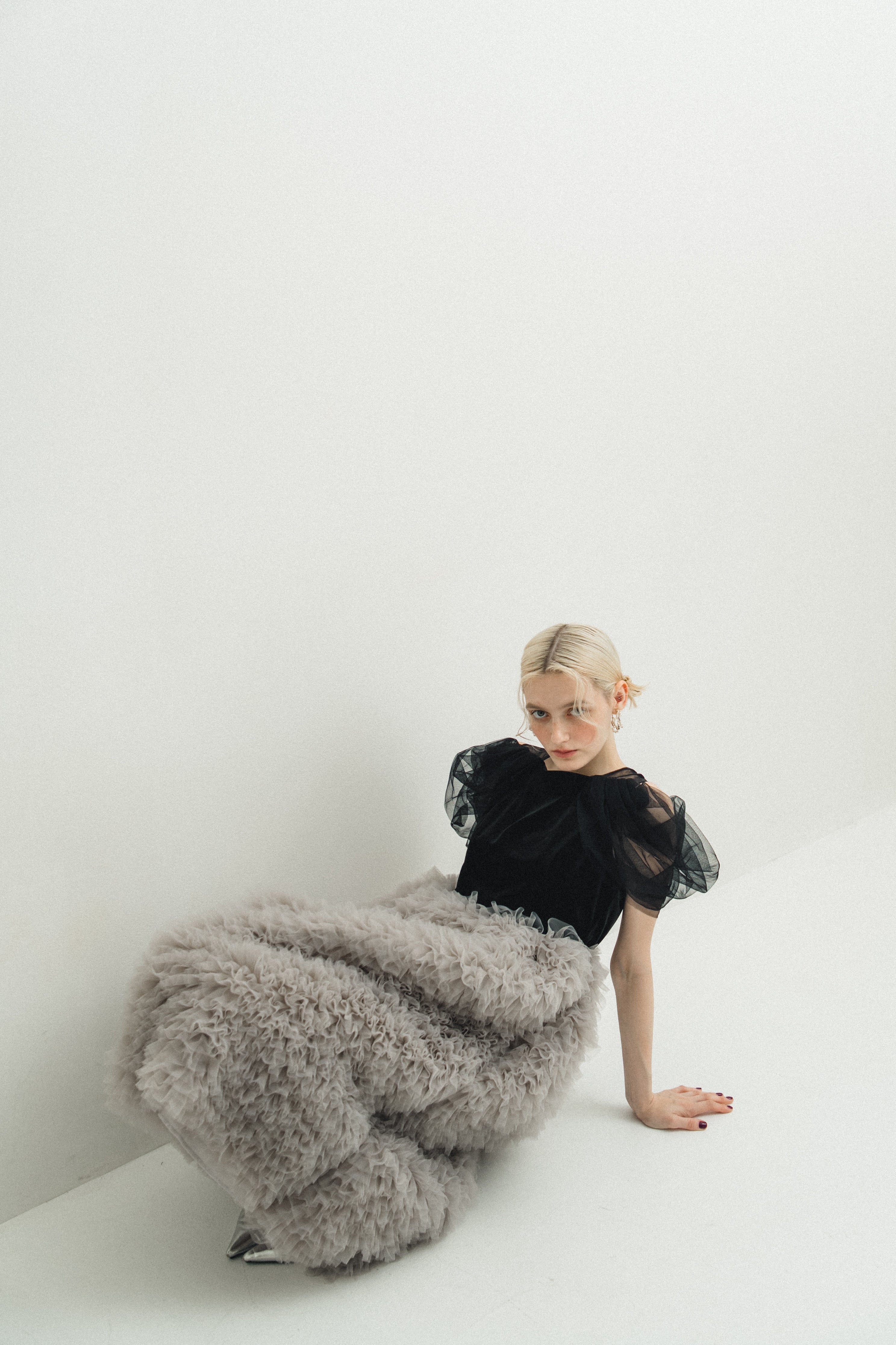 1137 Velour Ruffle Dress