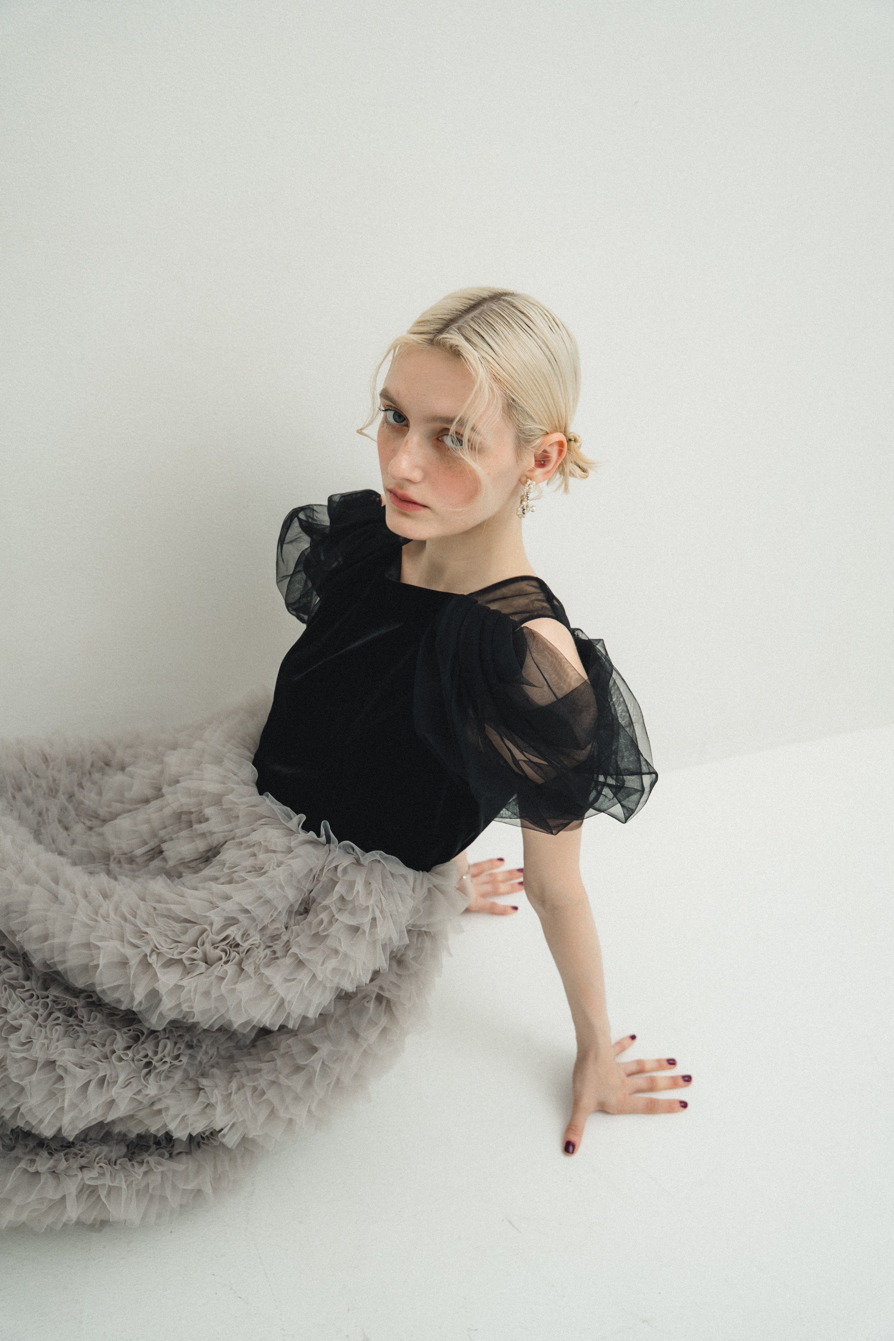 1137 Velour Ruffle Dress