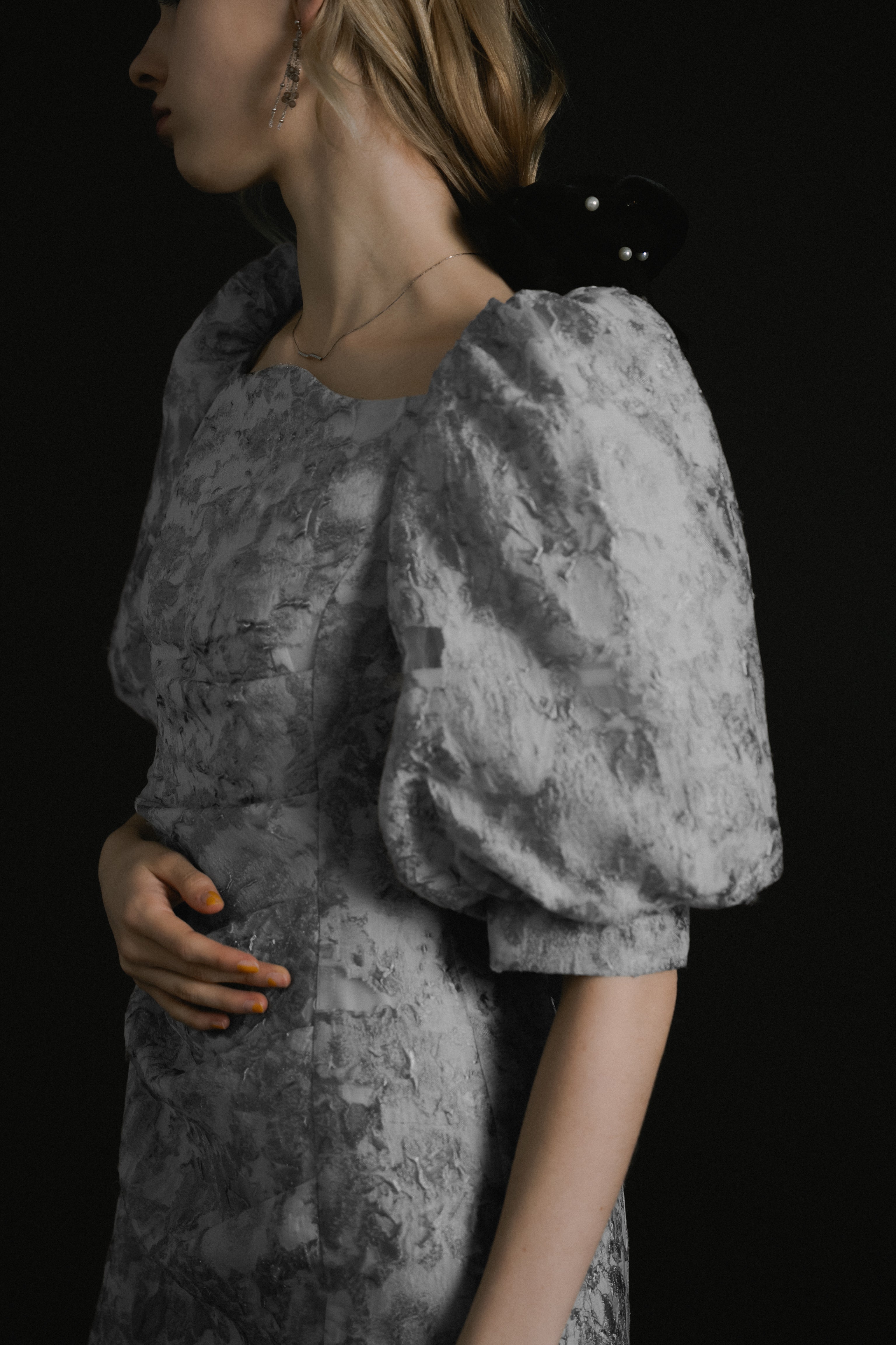 1071 Sheer Jacquard Organza Dress