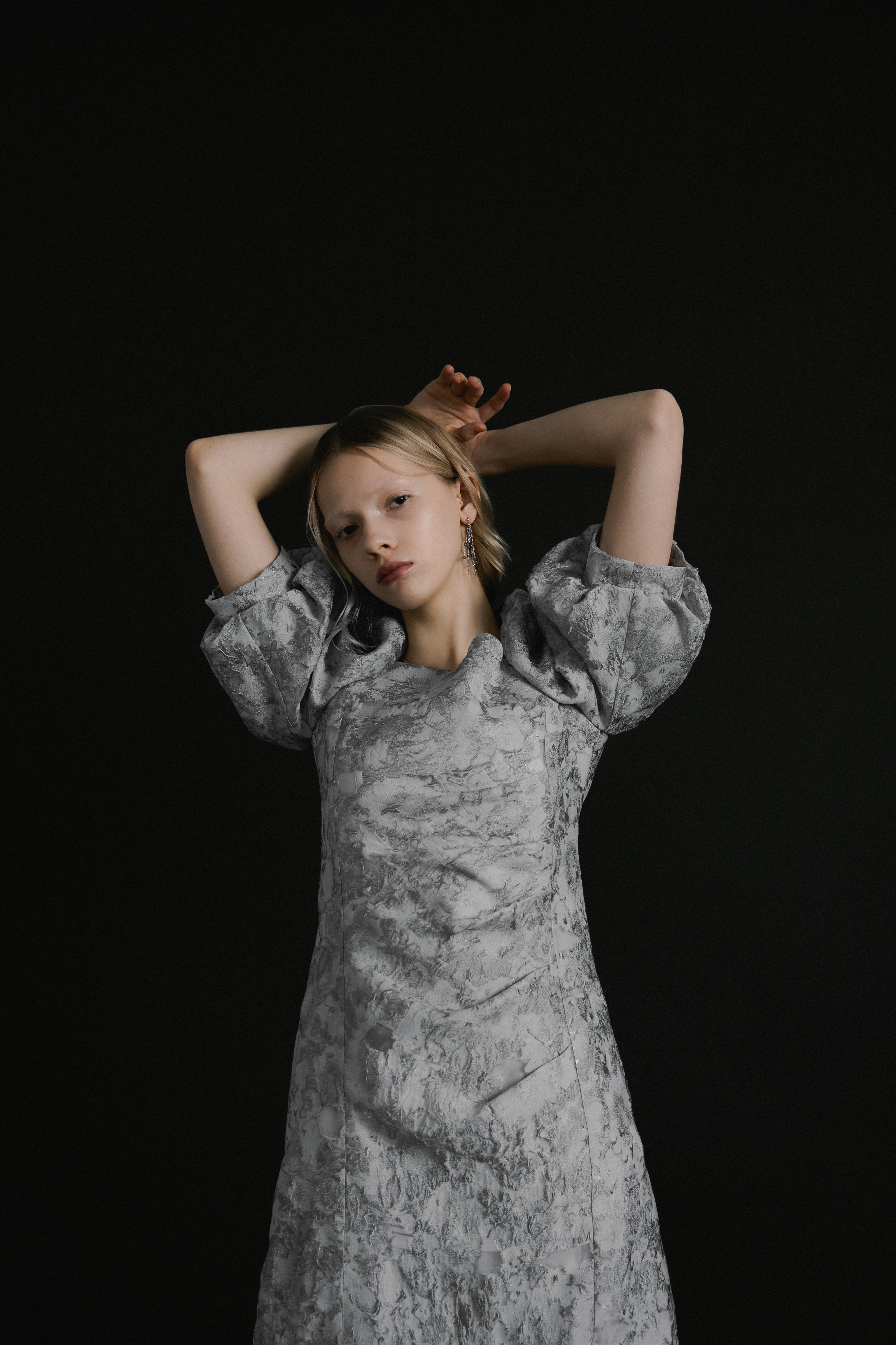 1071 Sheer Jacquard Organza Dress