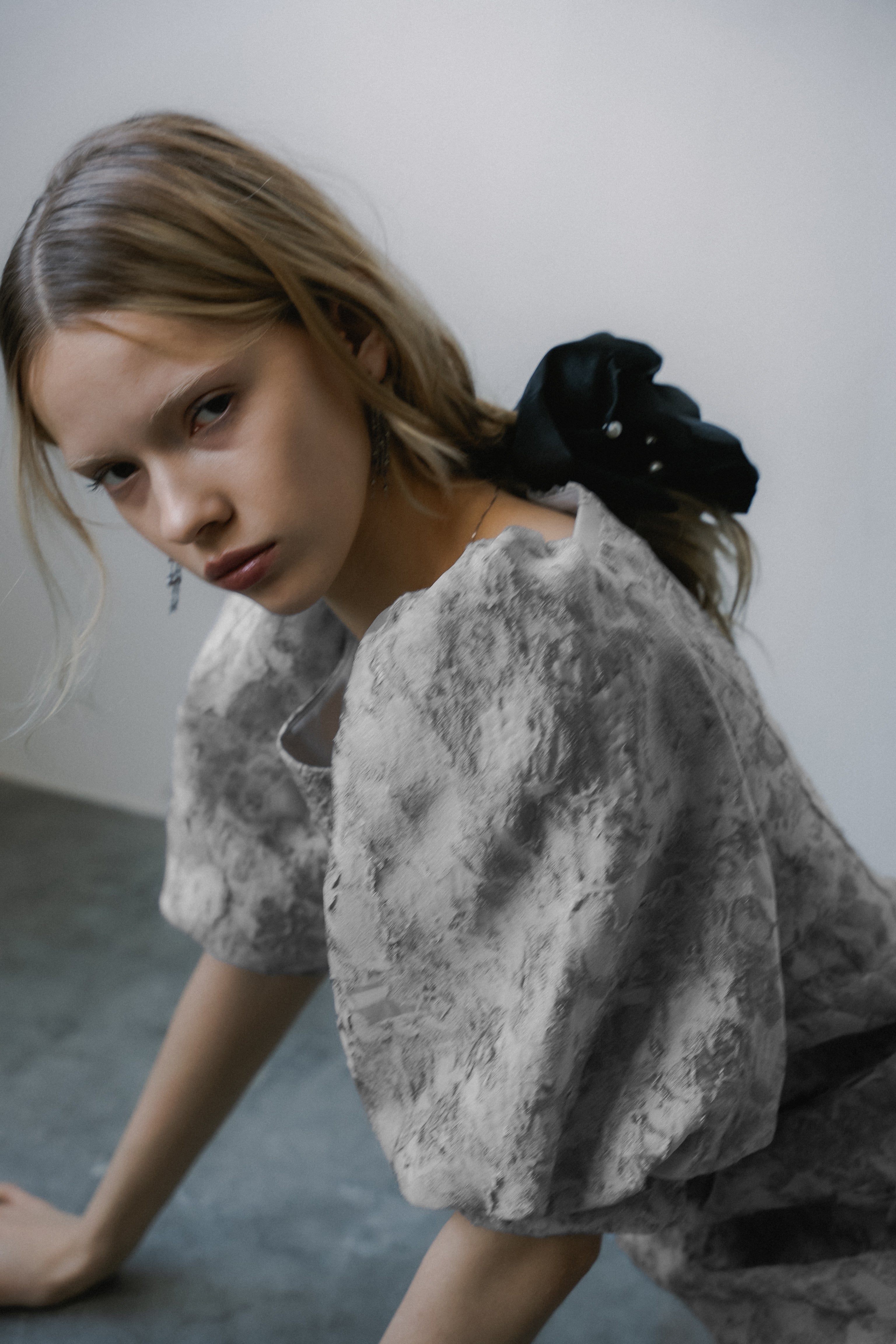 1071 Sheer Jacquard Organza Dress