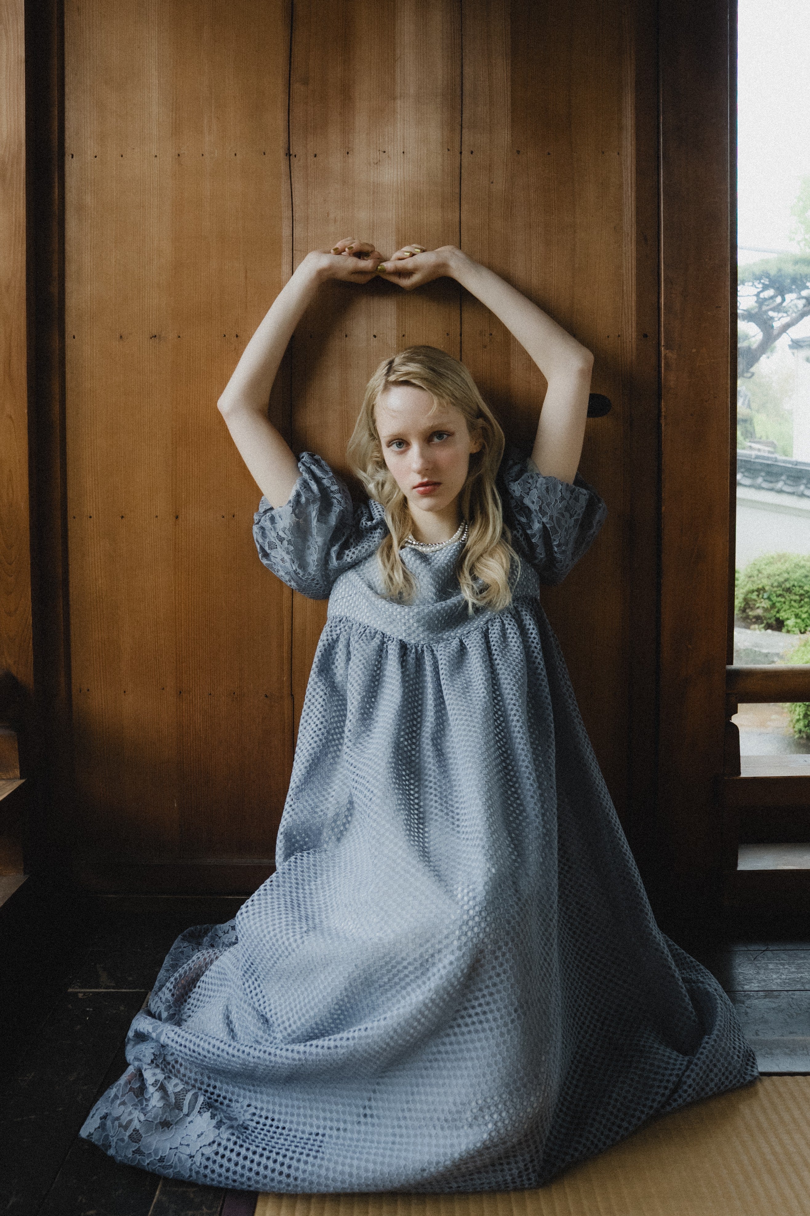 1114 Sheer Gingham Lace Dress