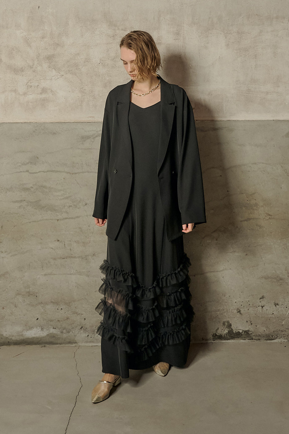 934 Transparent hem setup dress