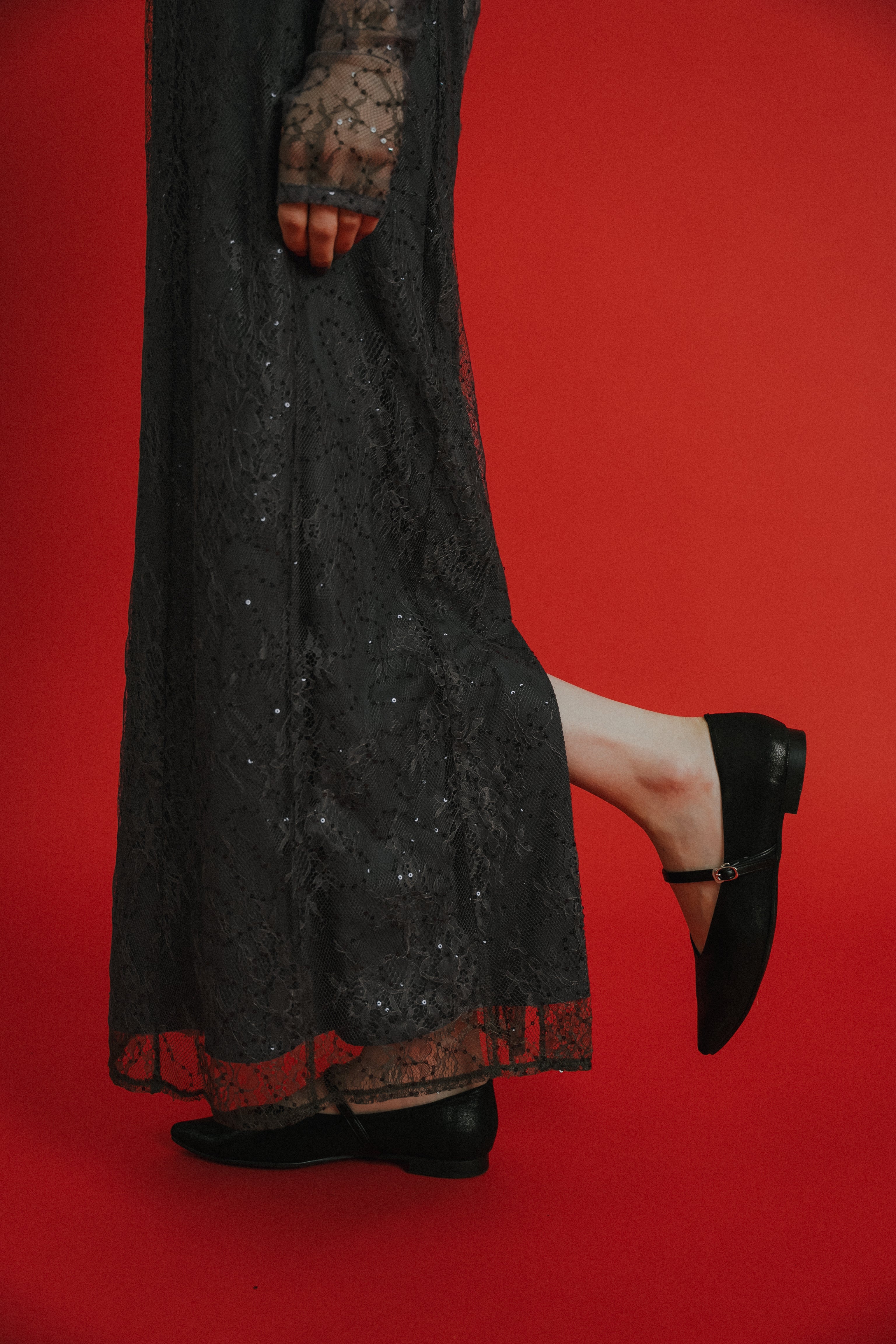 1087 Noir glitter off shoulder dress