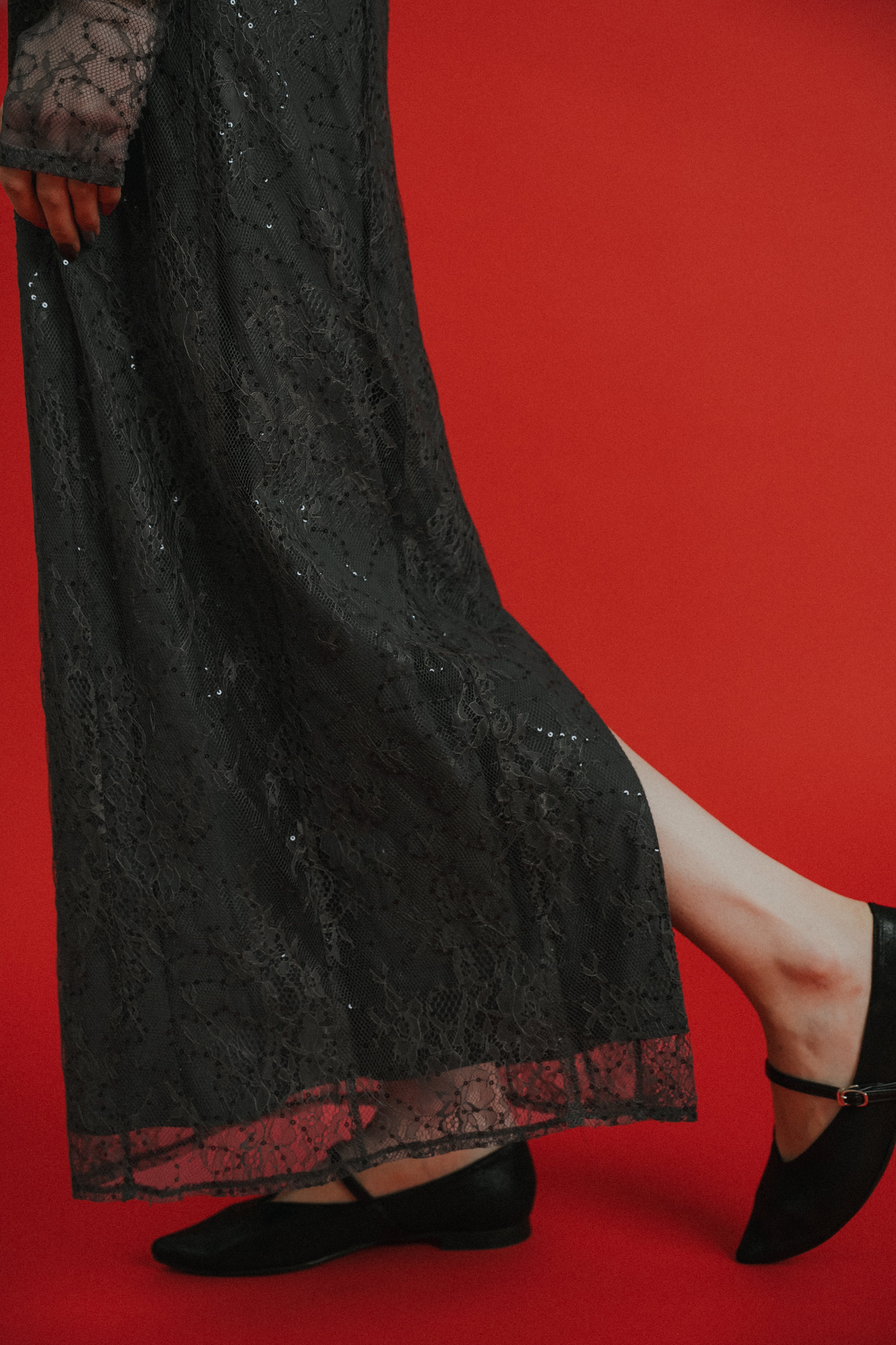 1087 Noir glitter off shoulder dress