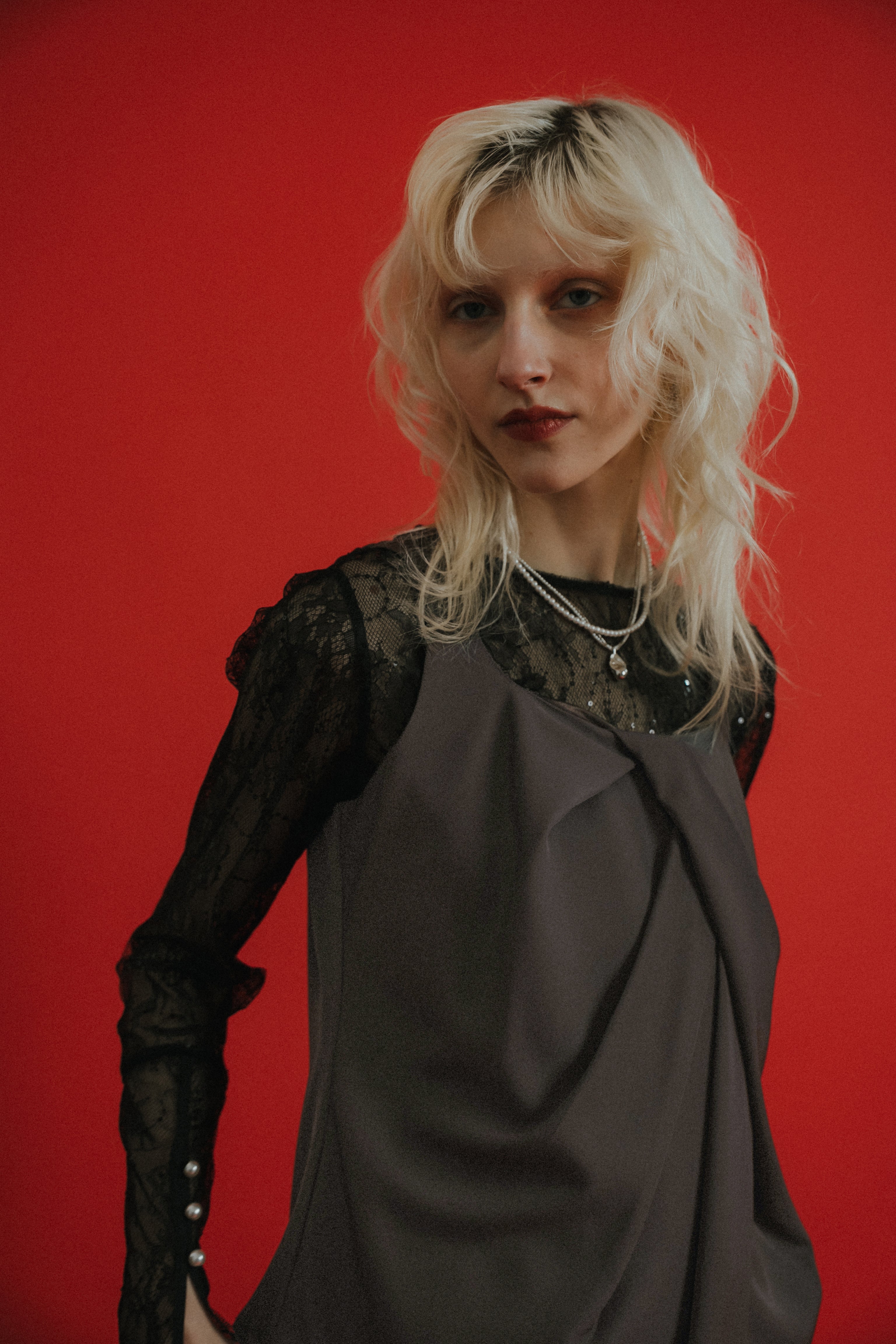 1084 Oblique cross top pants set