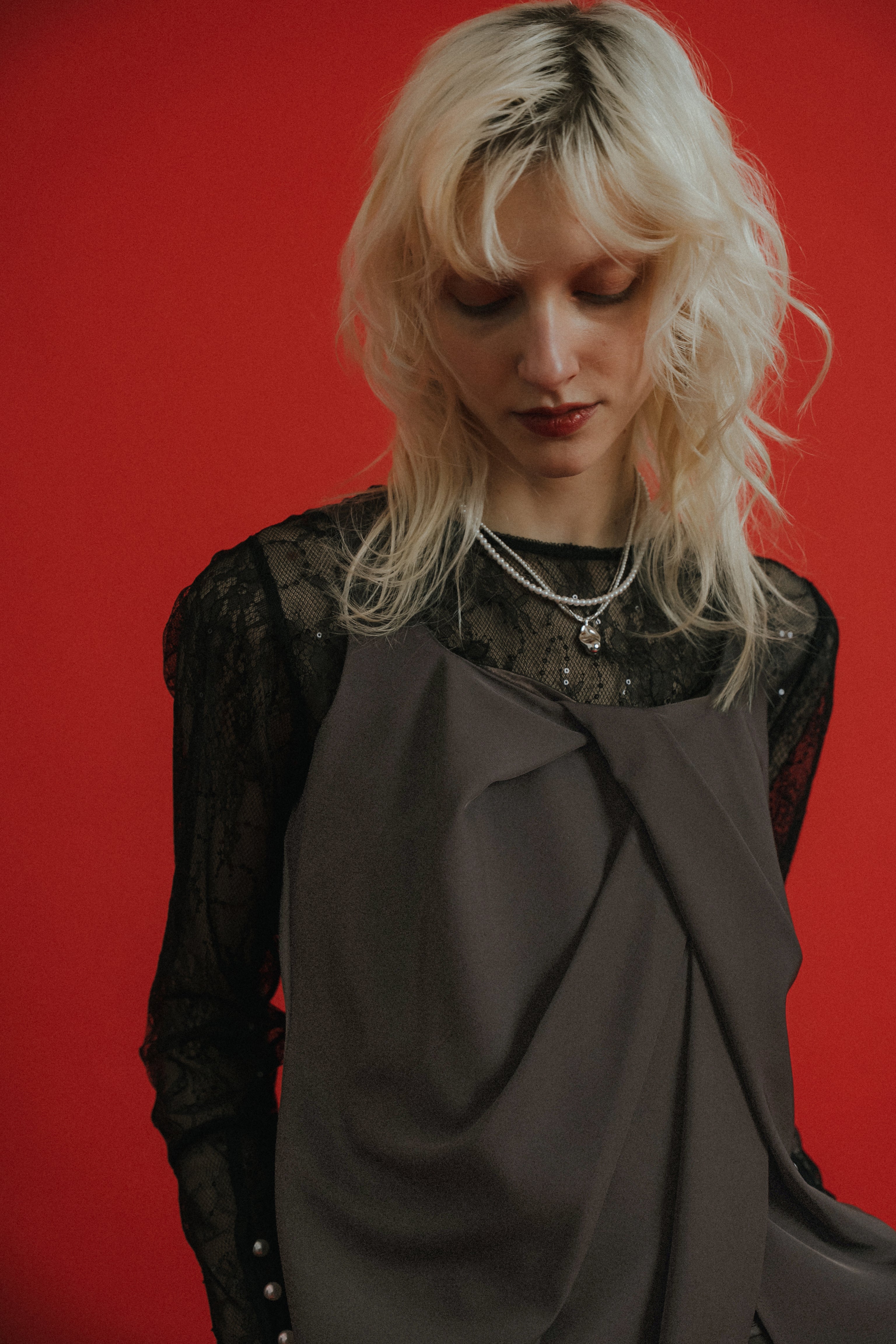 1084 Oblique cross top pants set