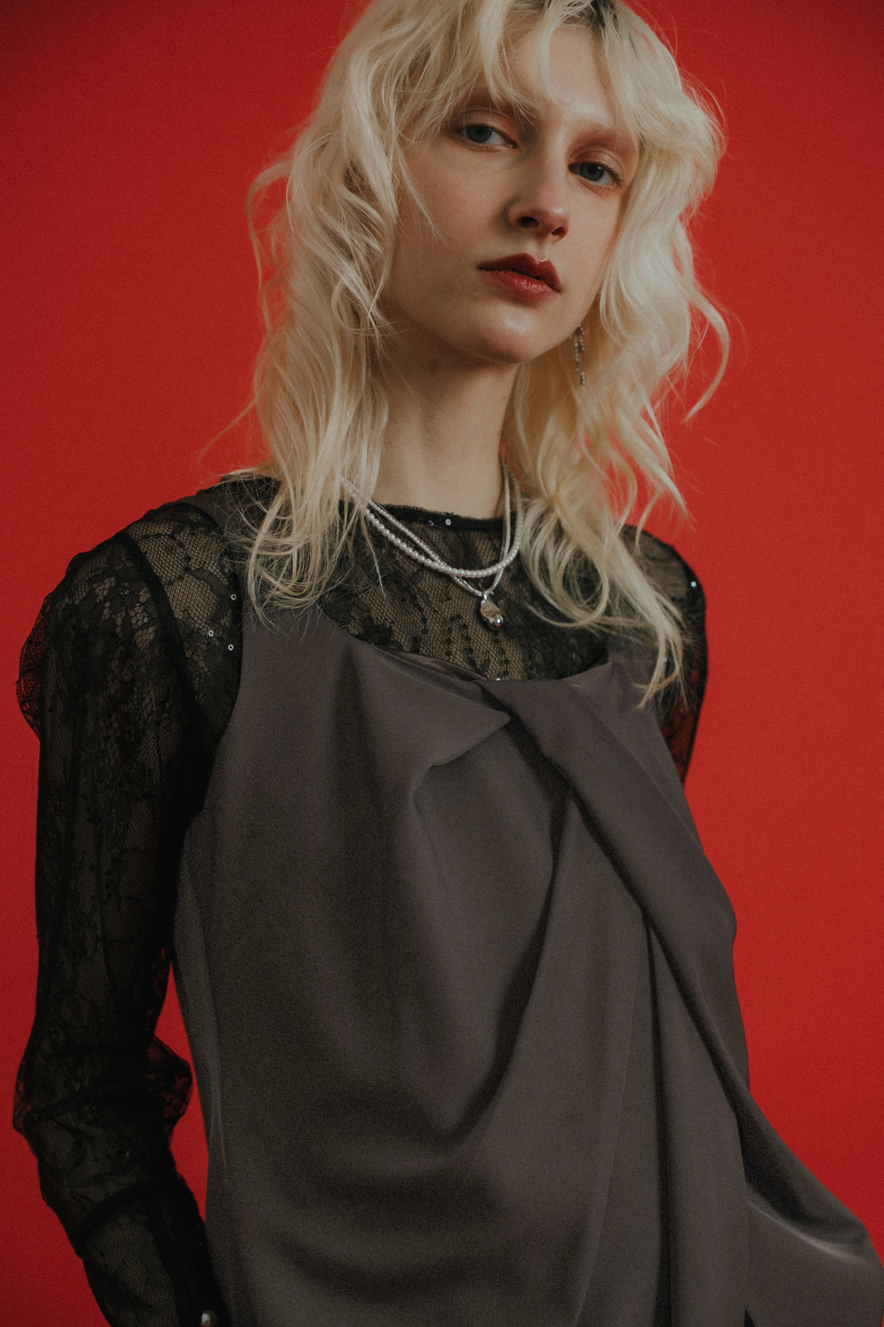 1084 Oblique cross top pants set