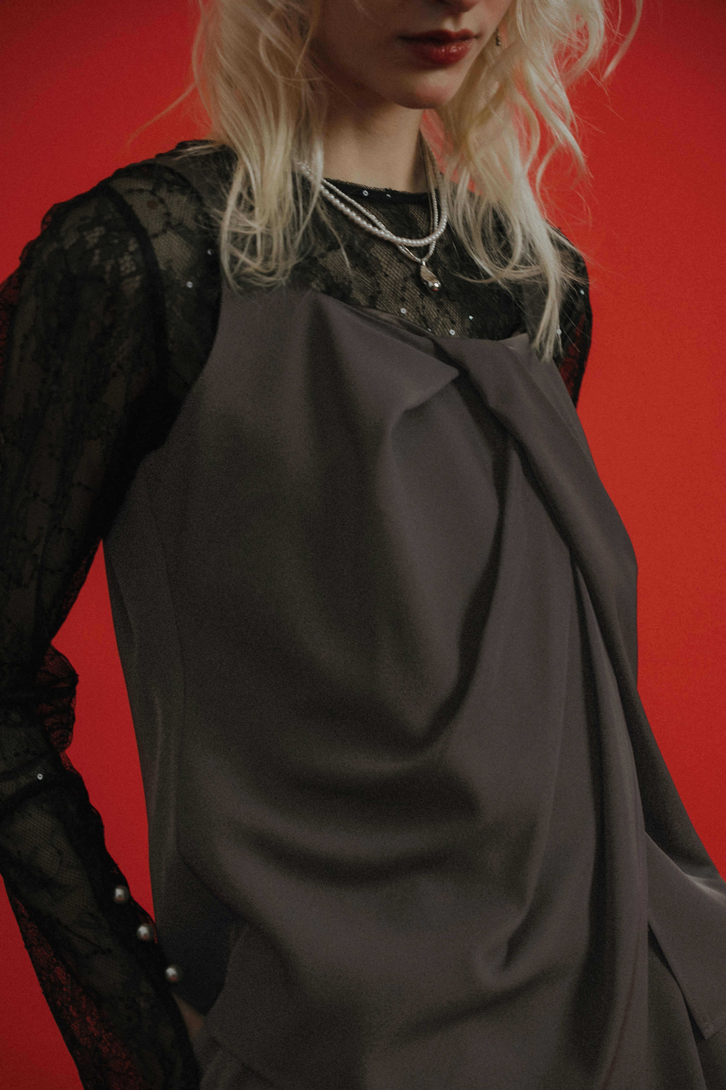 1084 Oblique cross top pants set