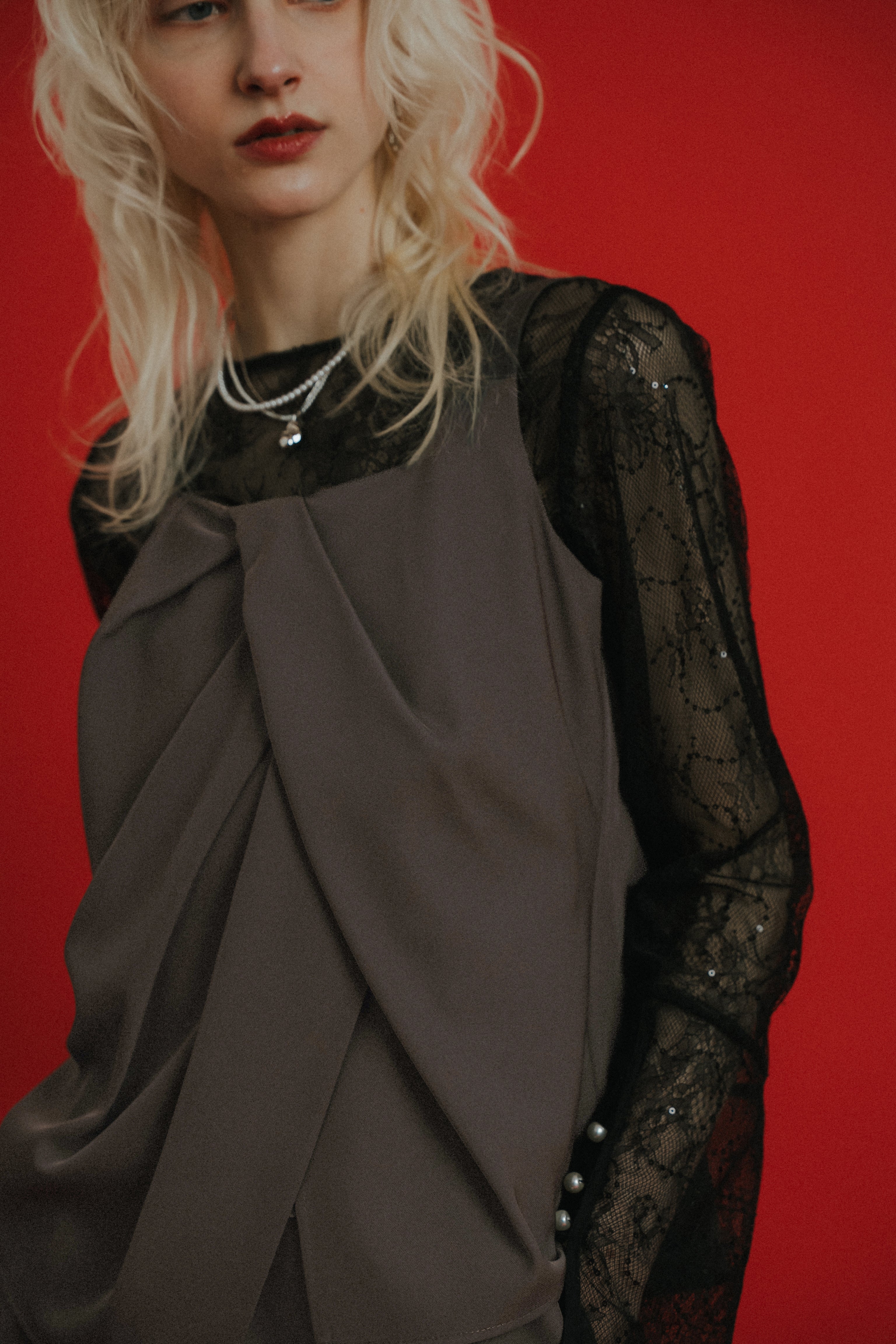 1084 Oblique cross top pants set