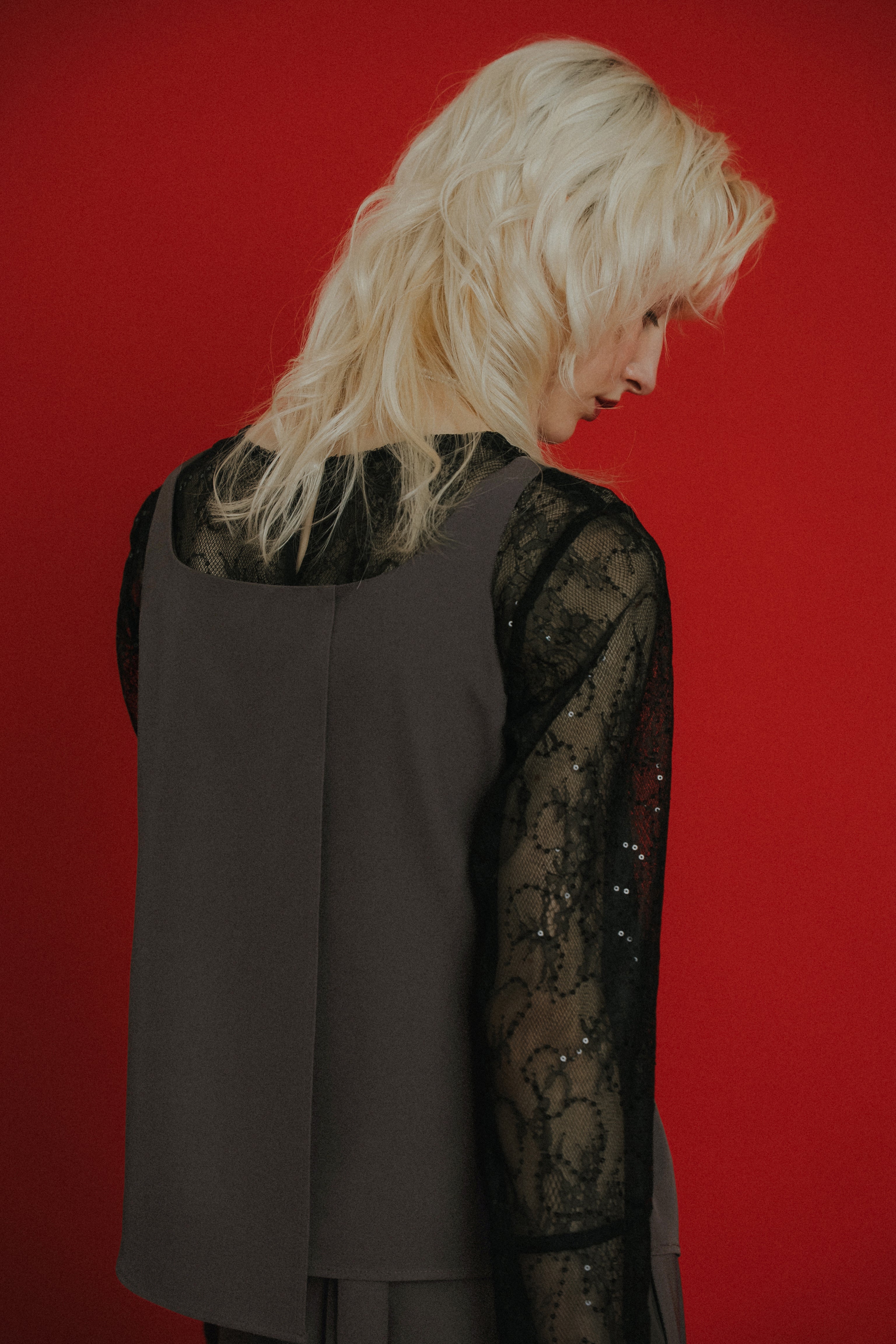 1084 Oblique cross top pants set