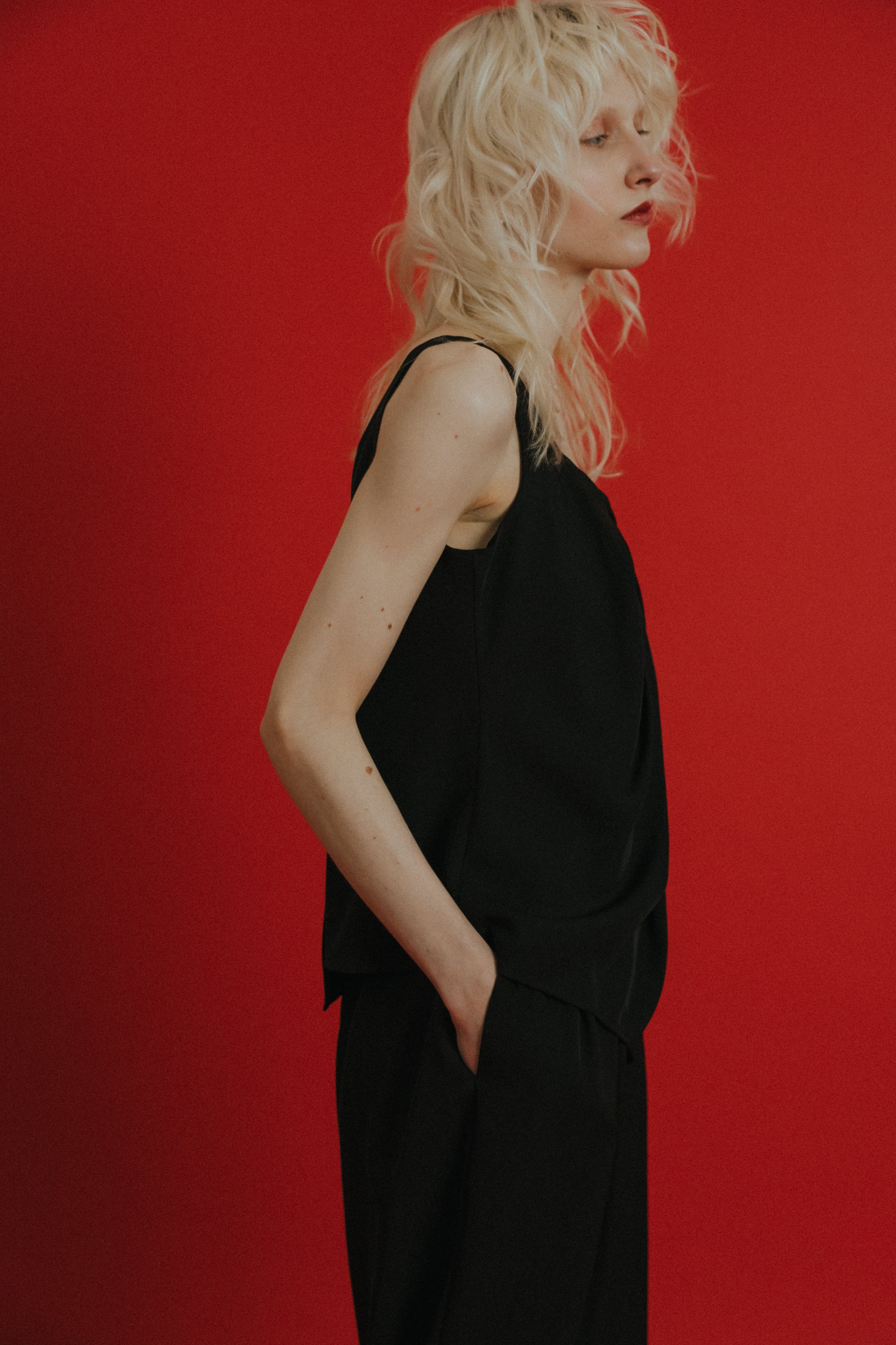 1084 Oblique cross top pants set