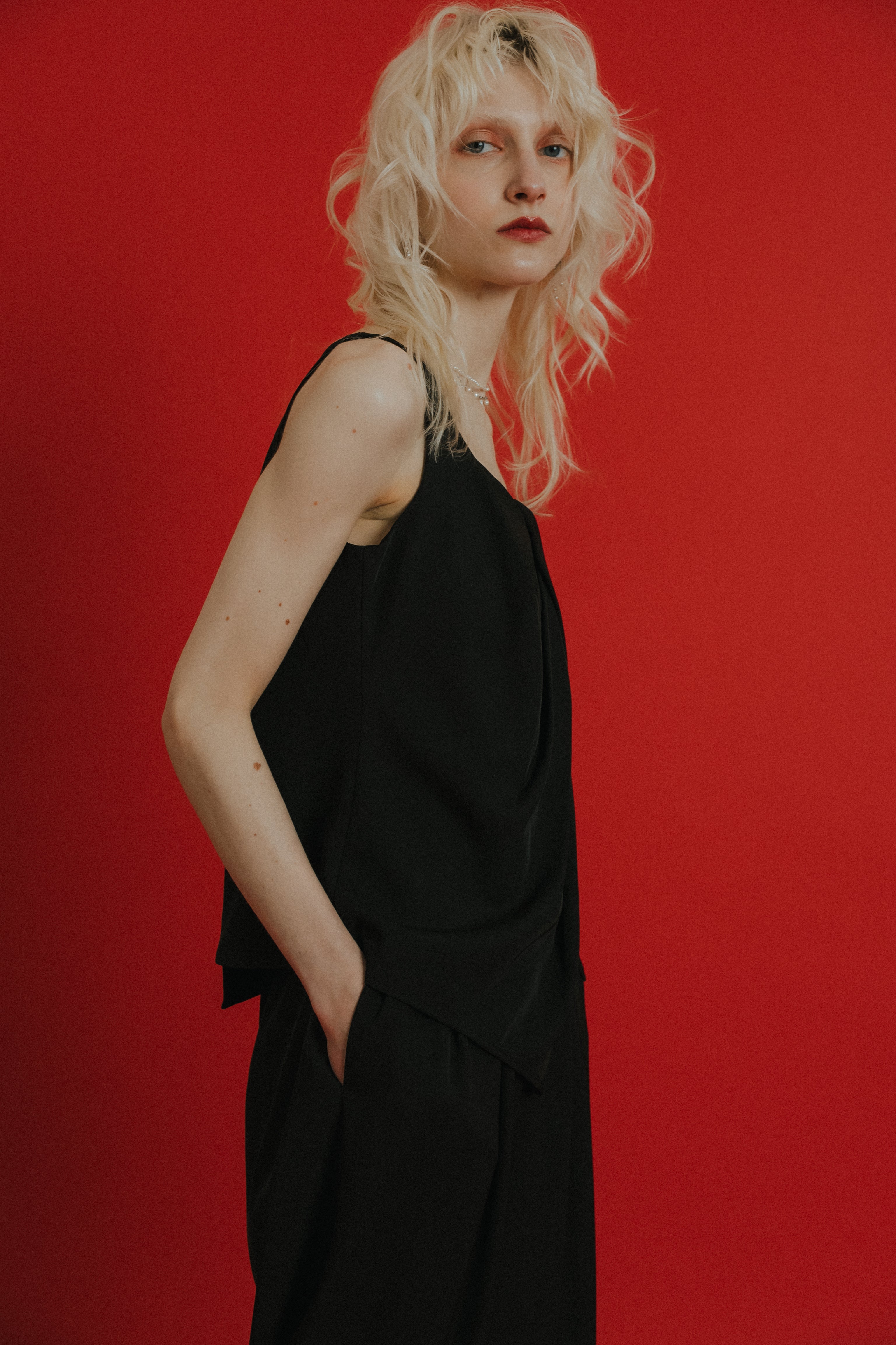 1084 Oblique cross top pants set