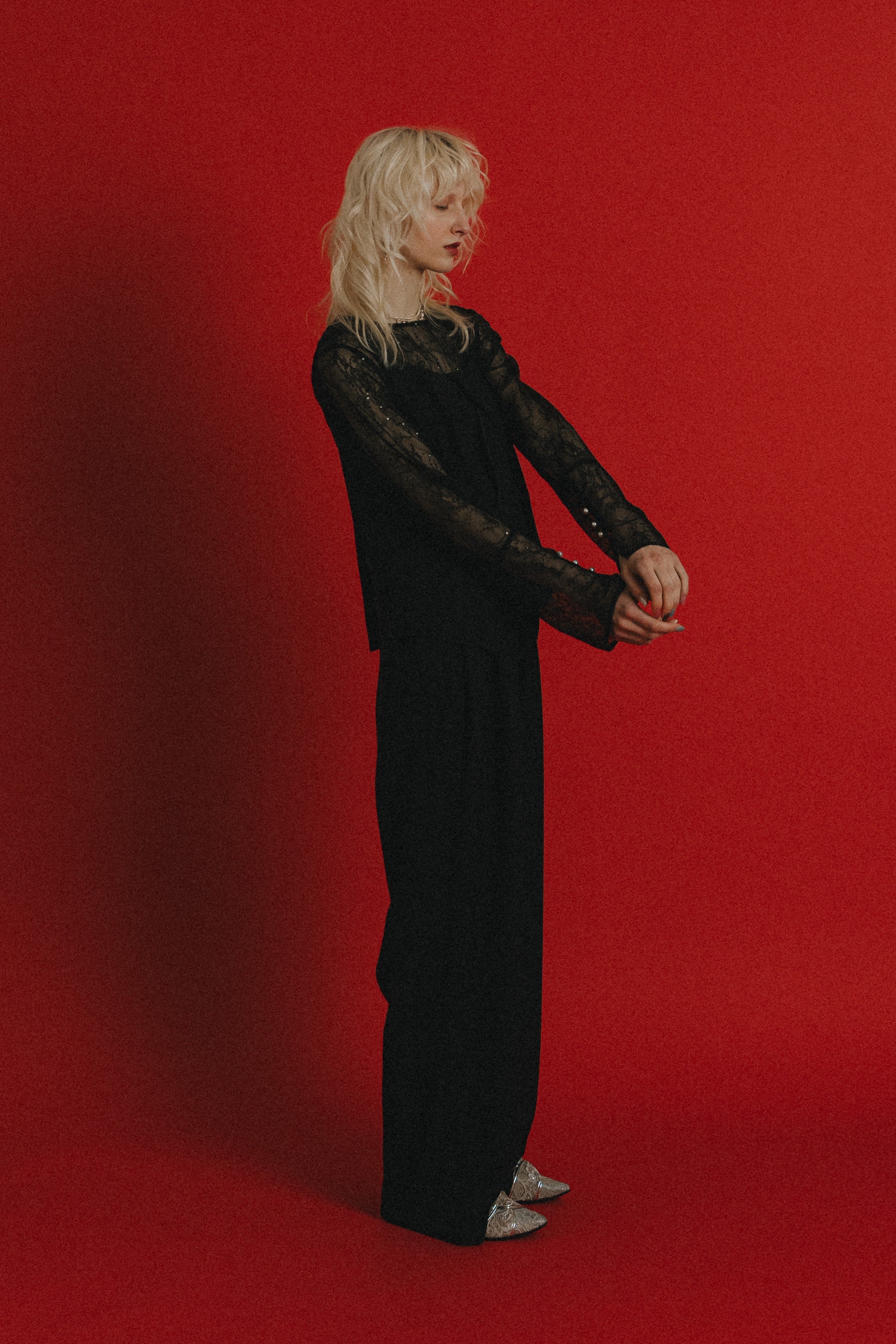 1084 Oblique cross top pants set