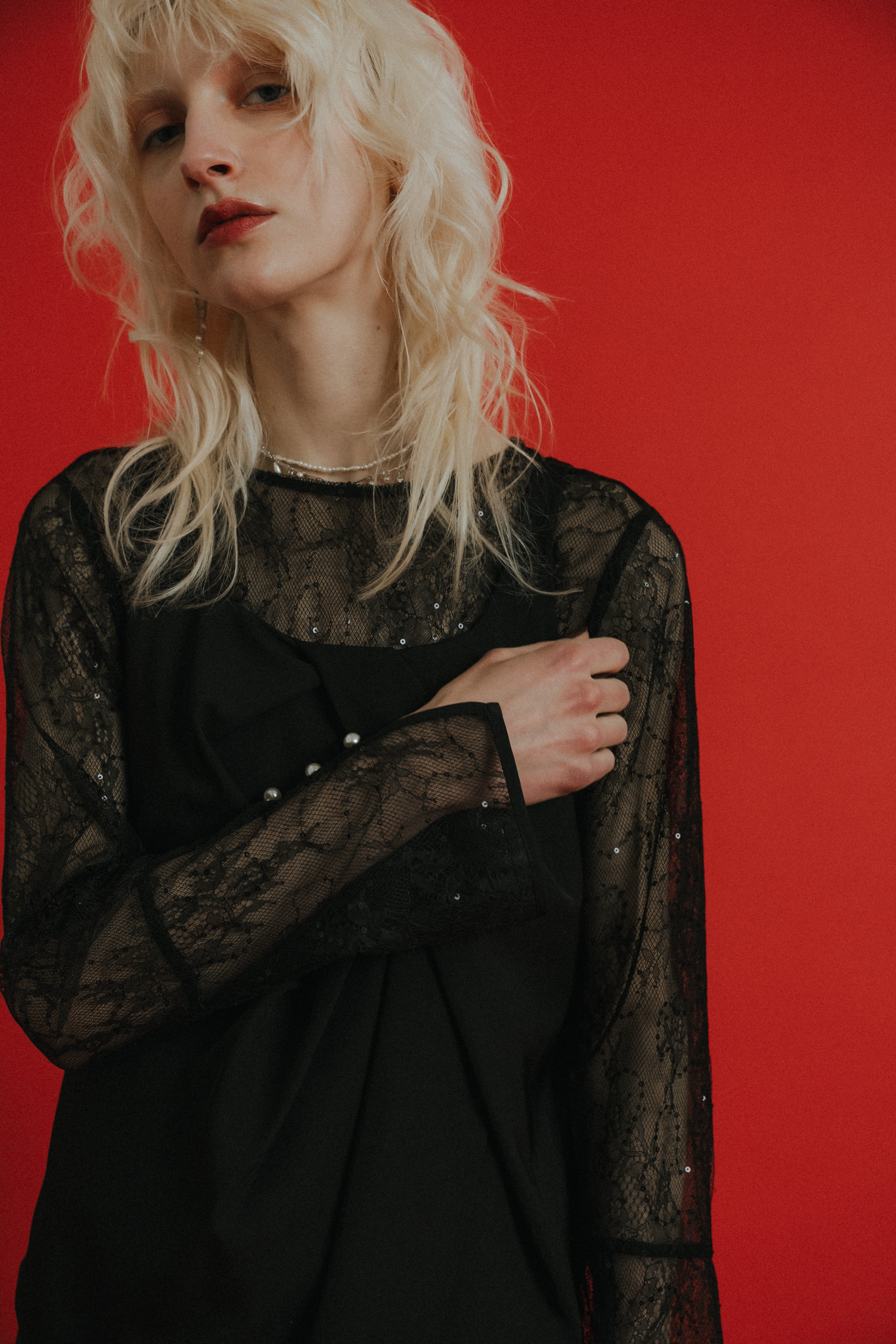 1084 Oblique cross top pants set